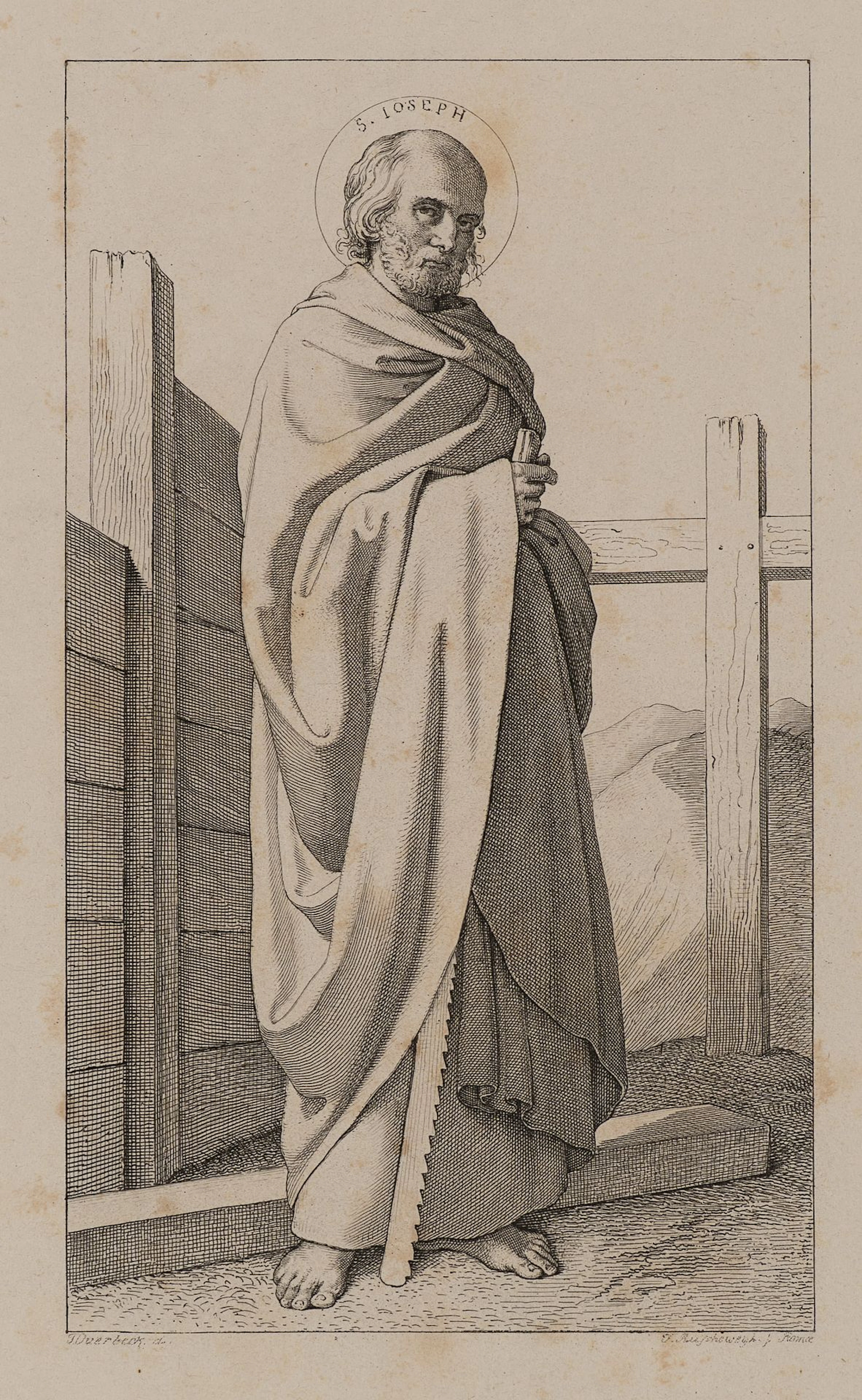 F. RUSCHEWEYH (*1785) after OVERBECK (*1789), St Joseph in a robe