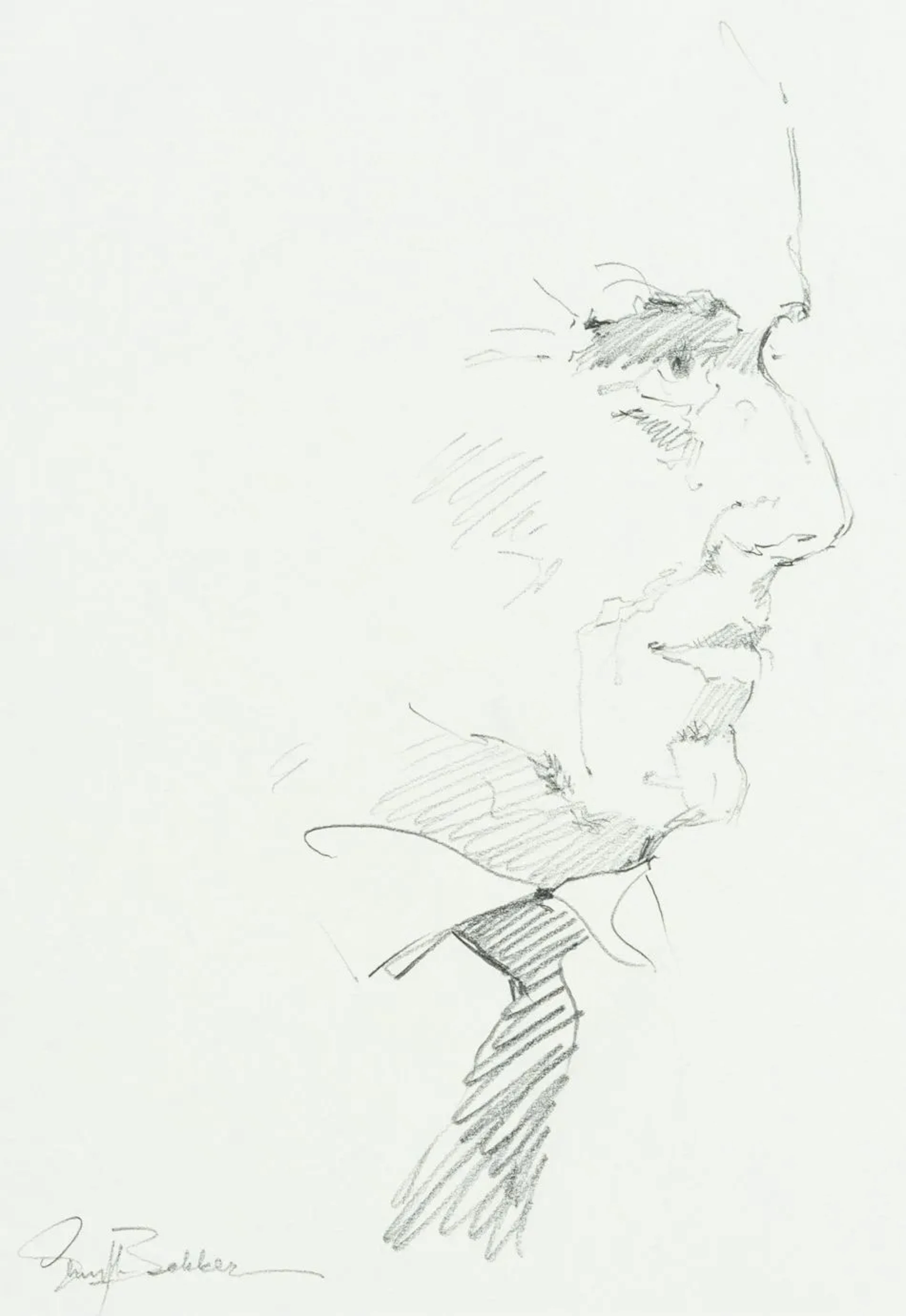 E. BEKKER (1903–1986), Portrait Study of Karl Gutjahr, Charcoal Ernst