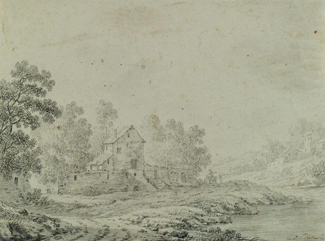 J. DIETZSCH (1710–1769), Rural Landscape, ca. 1750, Indian ink Johann