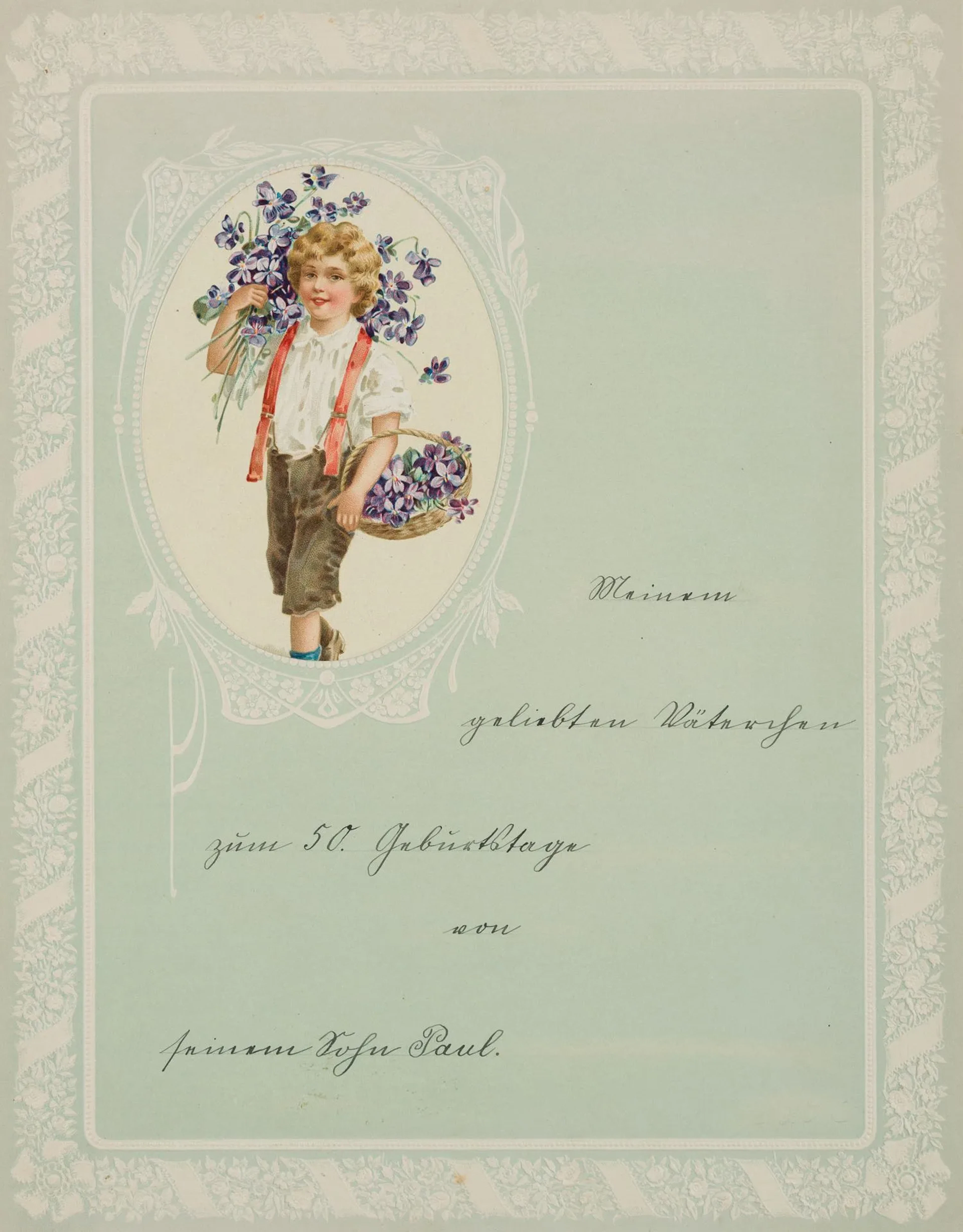Unknown (20th century), 50th Birthday Letter, circa 1930, chromolithograph