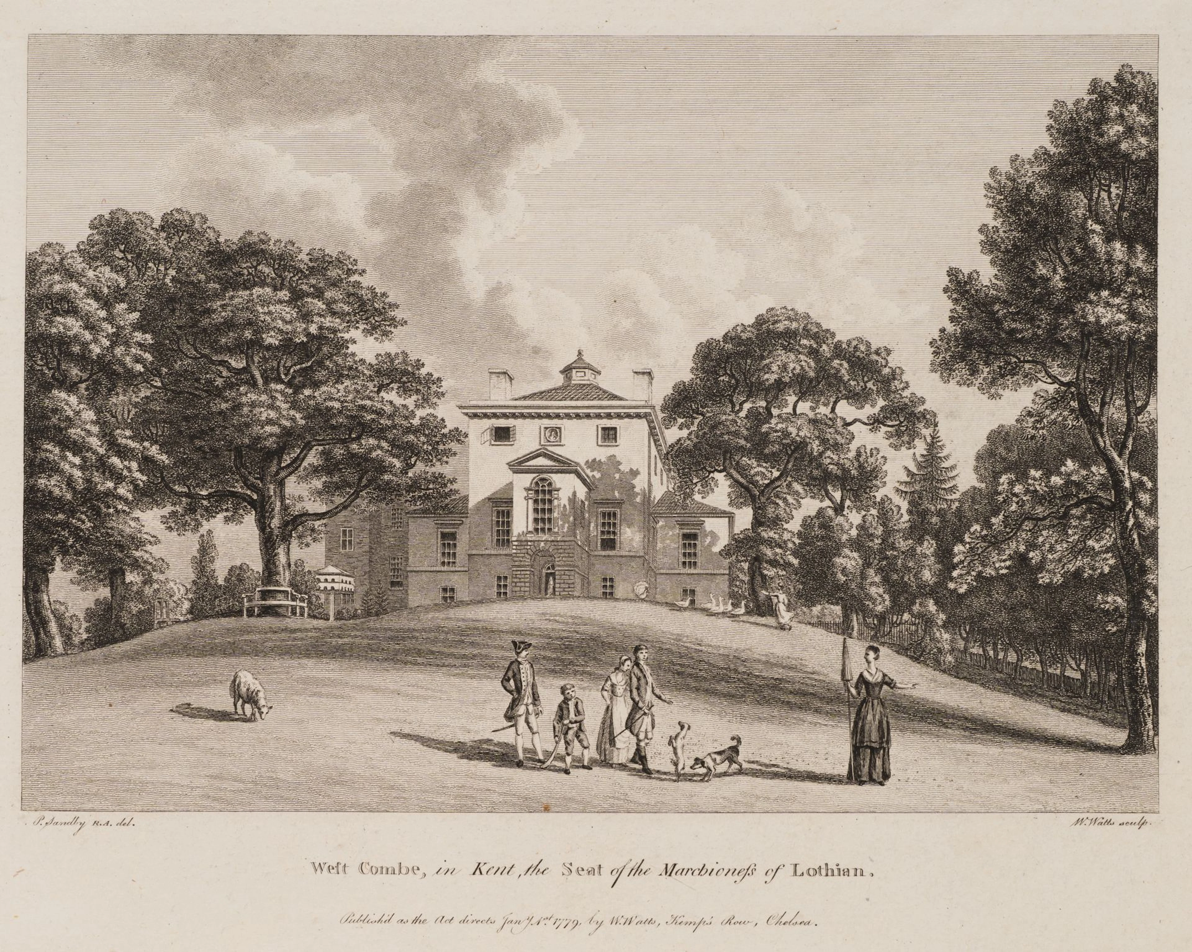 W. WATTS (*1752) after SANDBY (*1725), West Combe in Kent, 1779, Etching