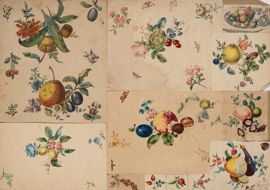 Unknown (19th century), Decorative designs featuring fruit, Watercolor