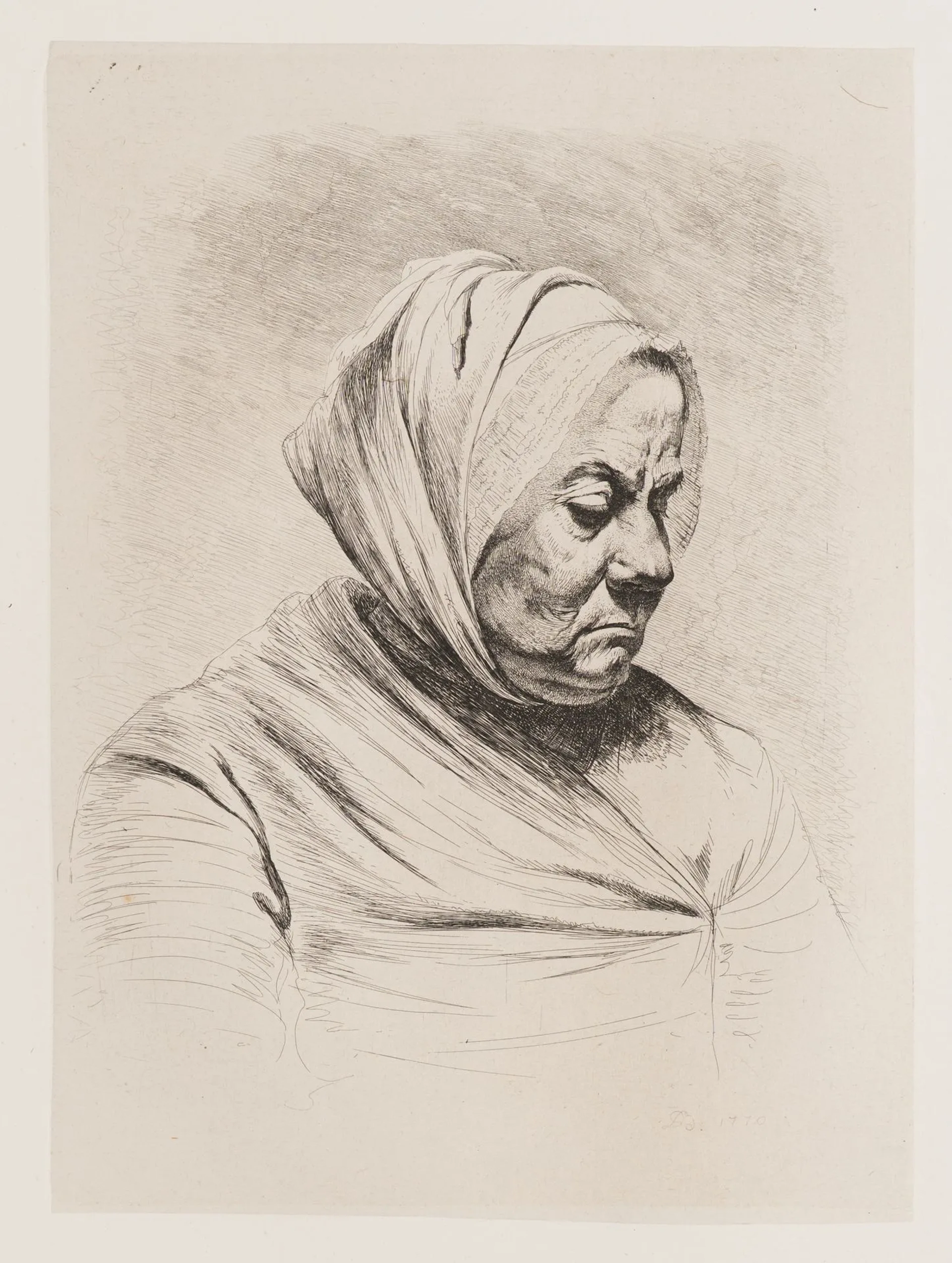 J. BOISSIEU (1736–1810), An Elderly Woman Wearing a Headscarf, 1770