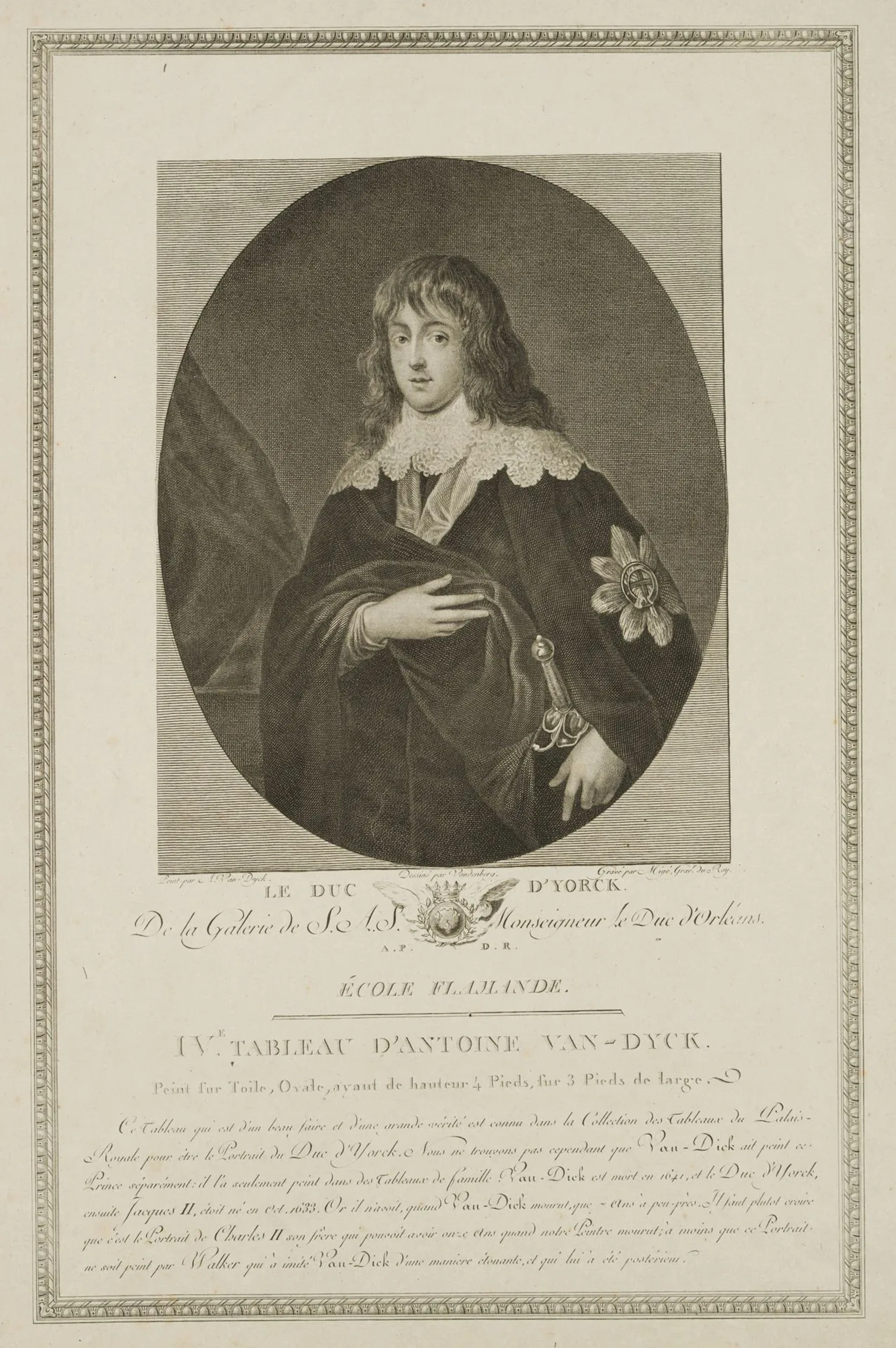 Migé (18th century) after van Dyck (*1599), The Duke of Yorck, copper