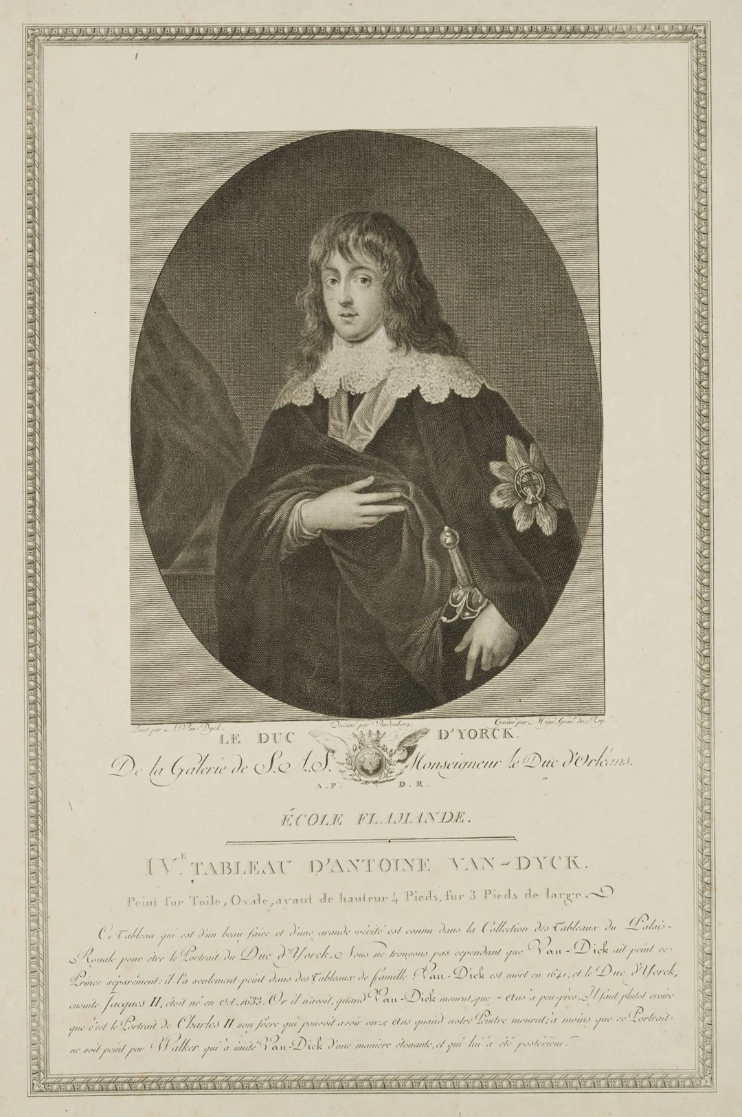 Migé (18th century) after van Dyck (*1599), The Duke of Yorck, copper