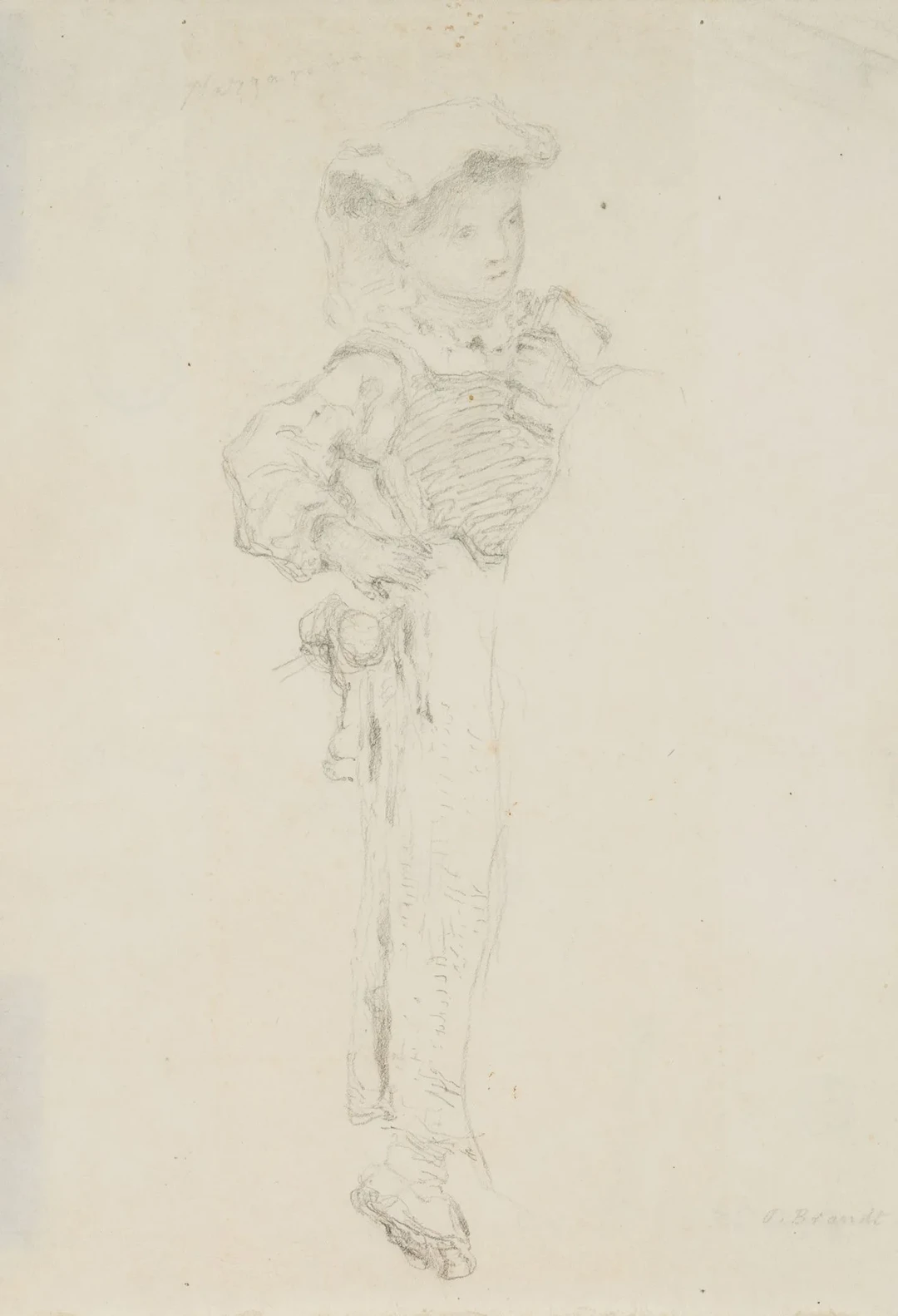 O. BRANDT (1828–1892), Sketch: A Child in Traditional Italian Dress