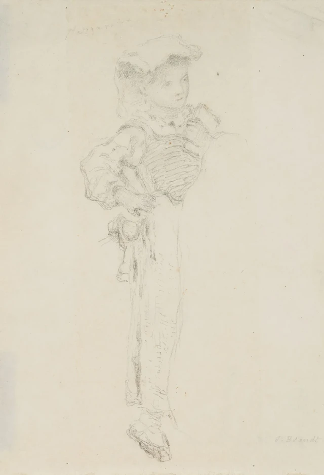 O. BRANDT (1828–1892), Sketch: A Child in Traditional Italian Dress
