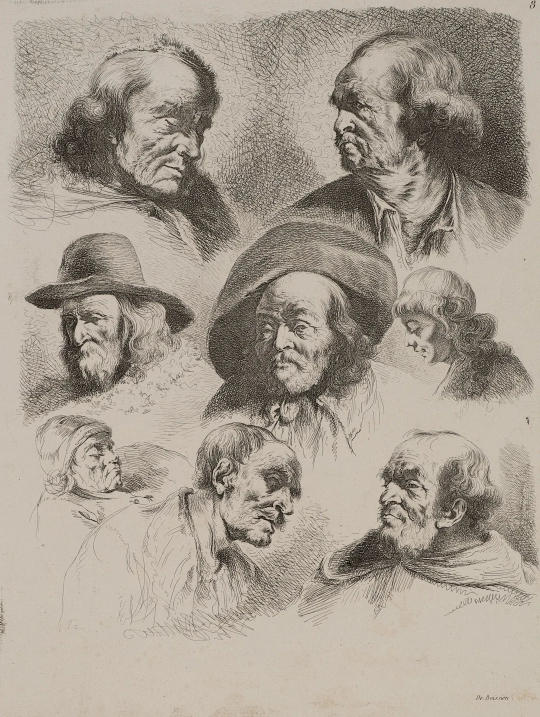 I. CLAUSSIN (*1766) after BOISSIEU (*1736), Portrait studies of older