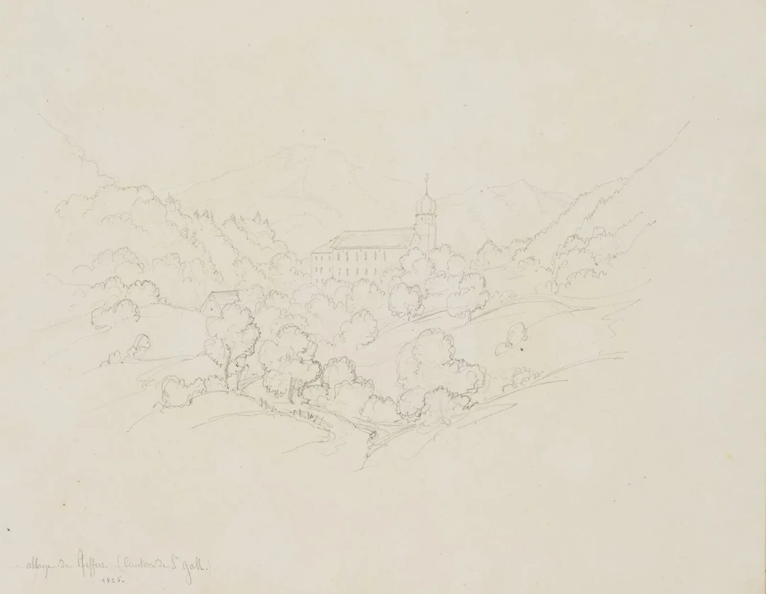 E. BRETENIÈRES (*1804), Pfäfers, Sarganserland, Bad Ragaz, Pencil