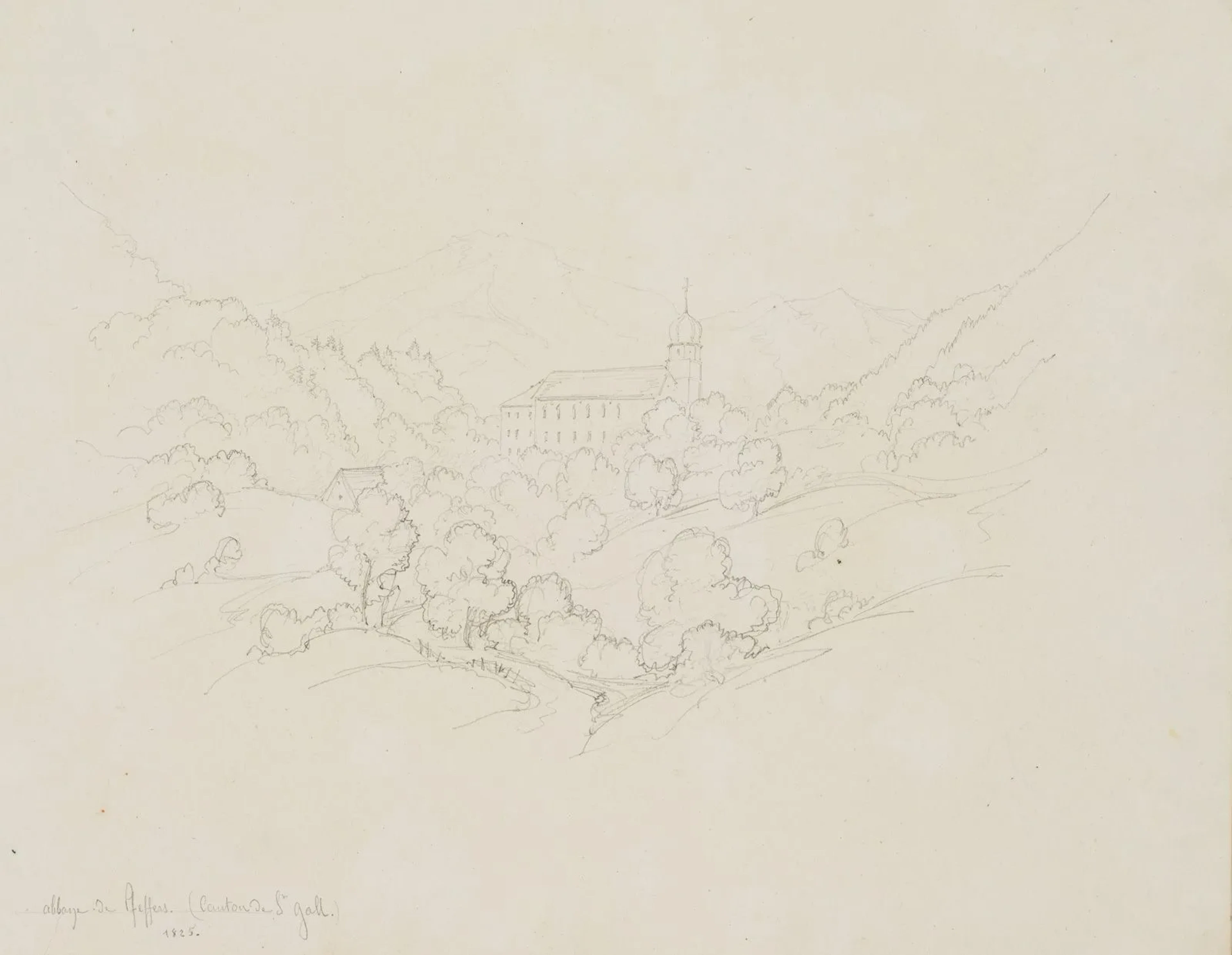 E. BRETENIÈRES (*1804), Pfäfers, Sarganserland, Bad Ragaz, Pencil