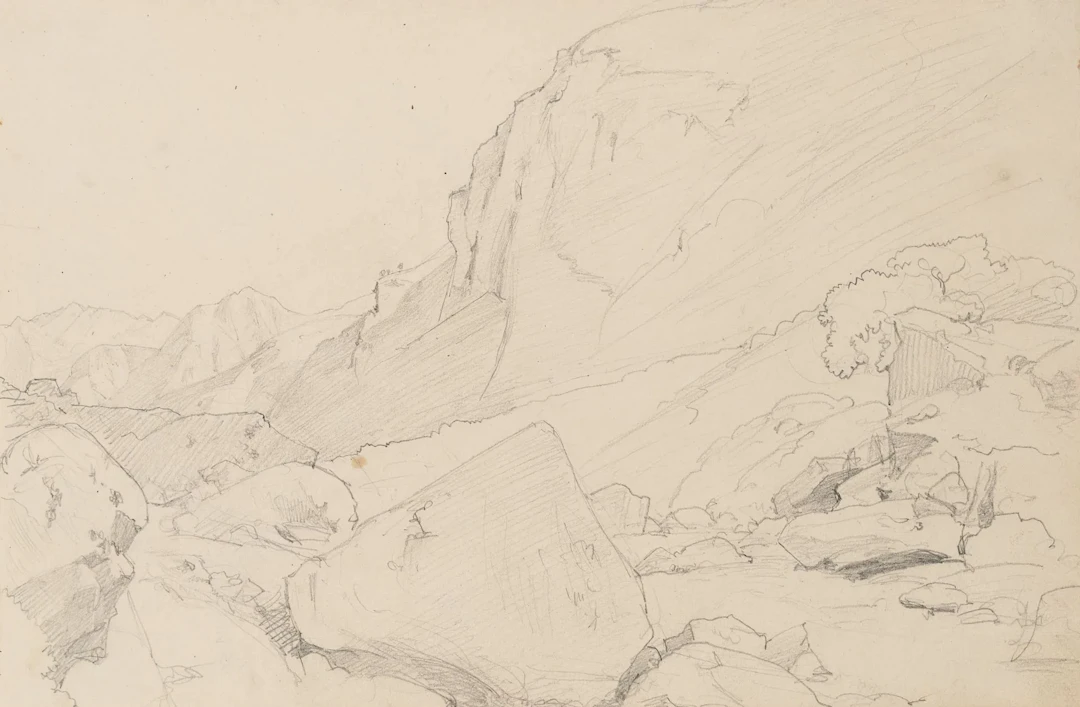 C. MORGENSTERN (*1805), Rocky Landscape, Pencil Christian Morgenstern