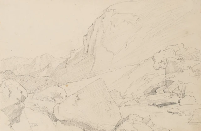 C. MORGENSTERN (*1805), Rocky Landscape, Pencil Christian Morgenstern