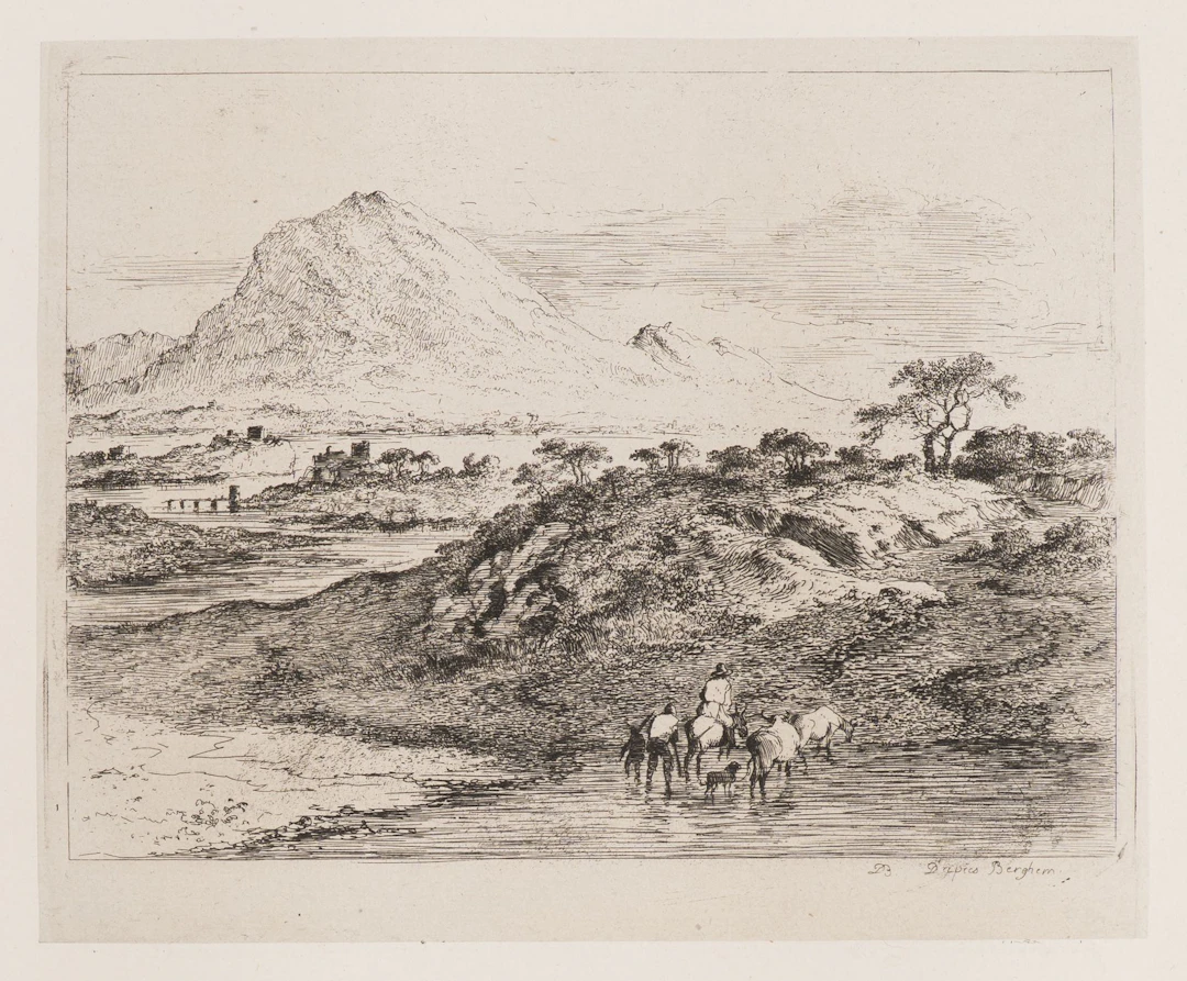 J. BOISSIEU (*1736) after BERCHEM (*1620), A Small Landscape, 1769