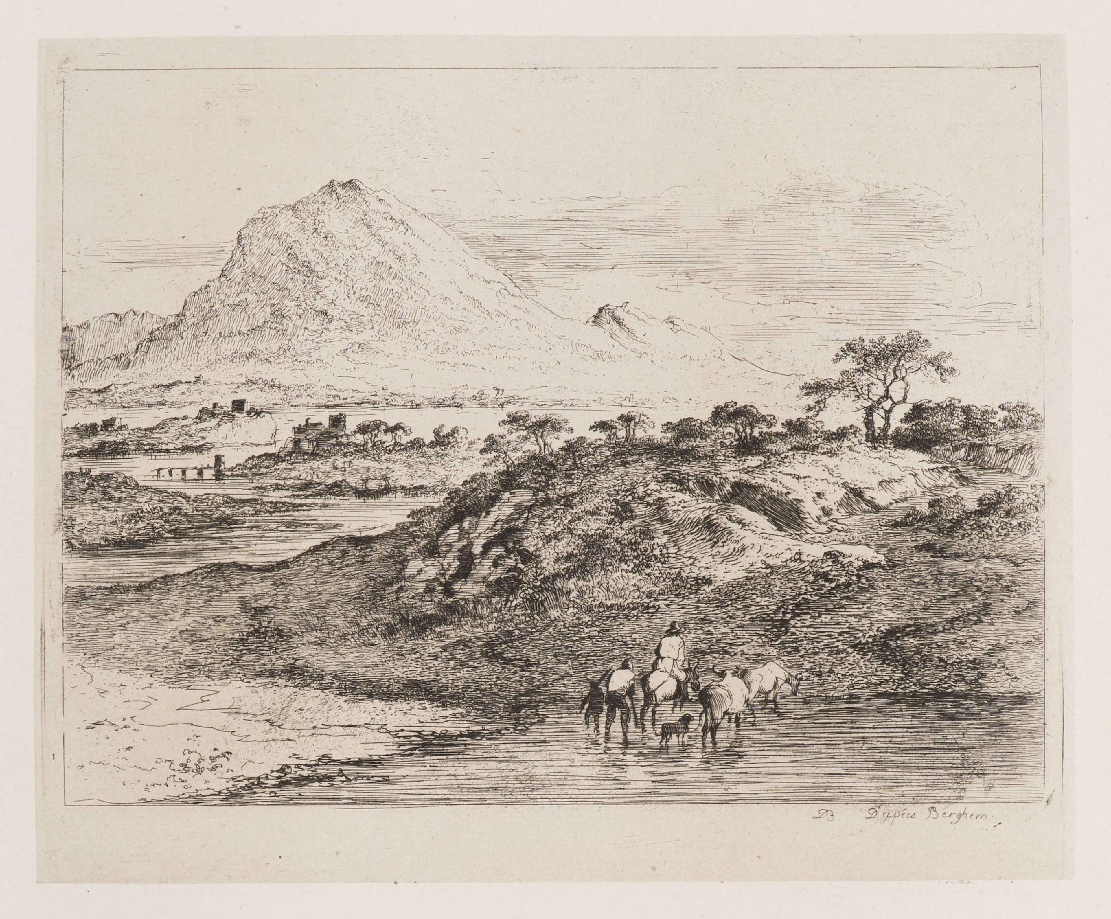 J. BOISSIEU (*1736) after BERCHEM (*1620), A Small Landscape, 1769
