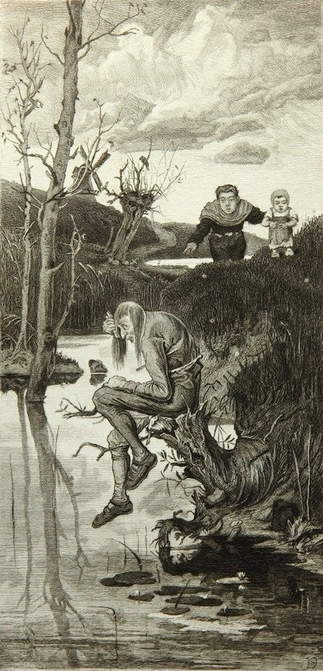W. WÖRNLE (*1849) after SCHWAIGER (*1854), The Water Spirit, Etching