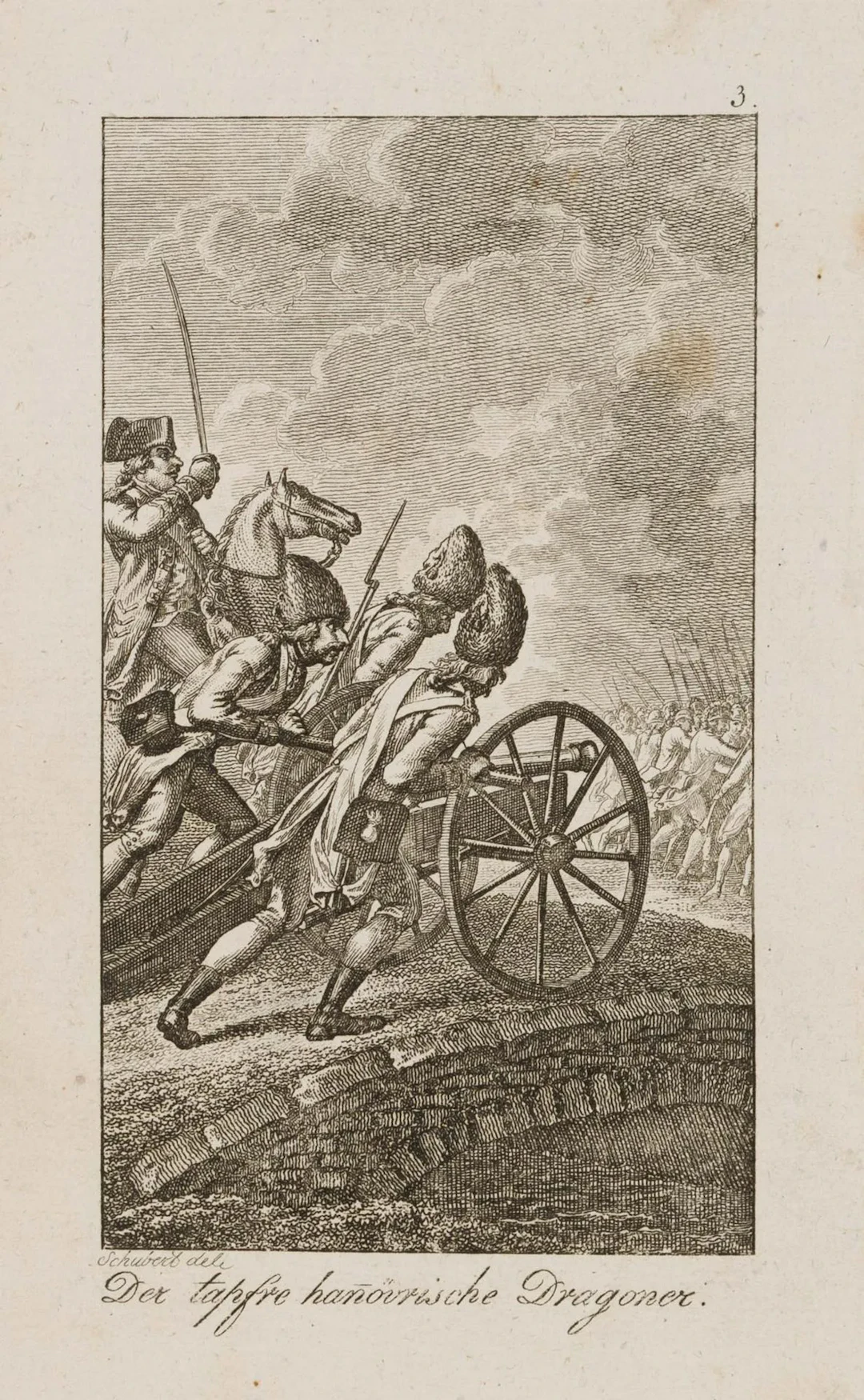 After SCHUBERT (*1761), The Brave Dragoon, circa 1790, Etching After