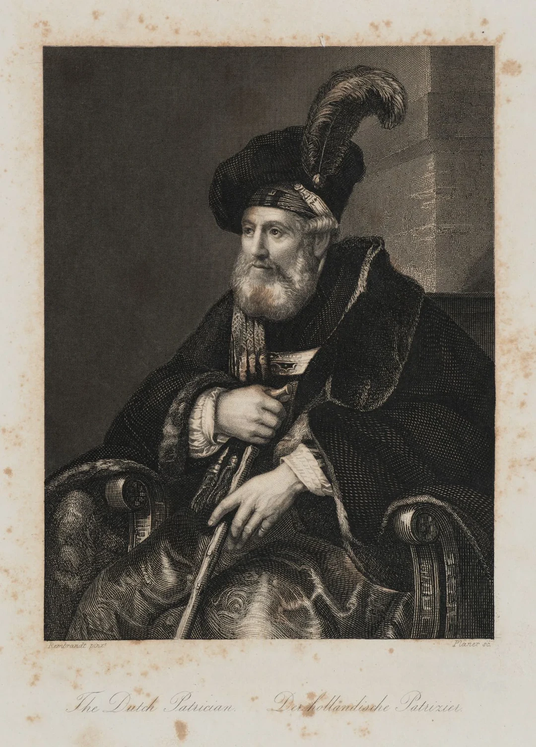 After REMBRANDT (*1606), The Dutch Patrician, Steel engraving After