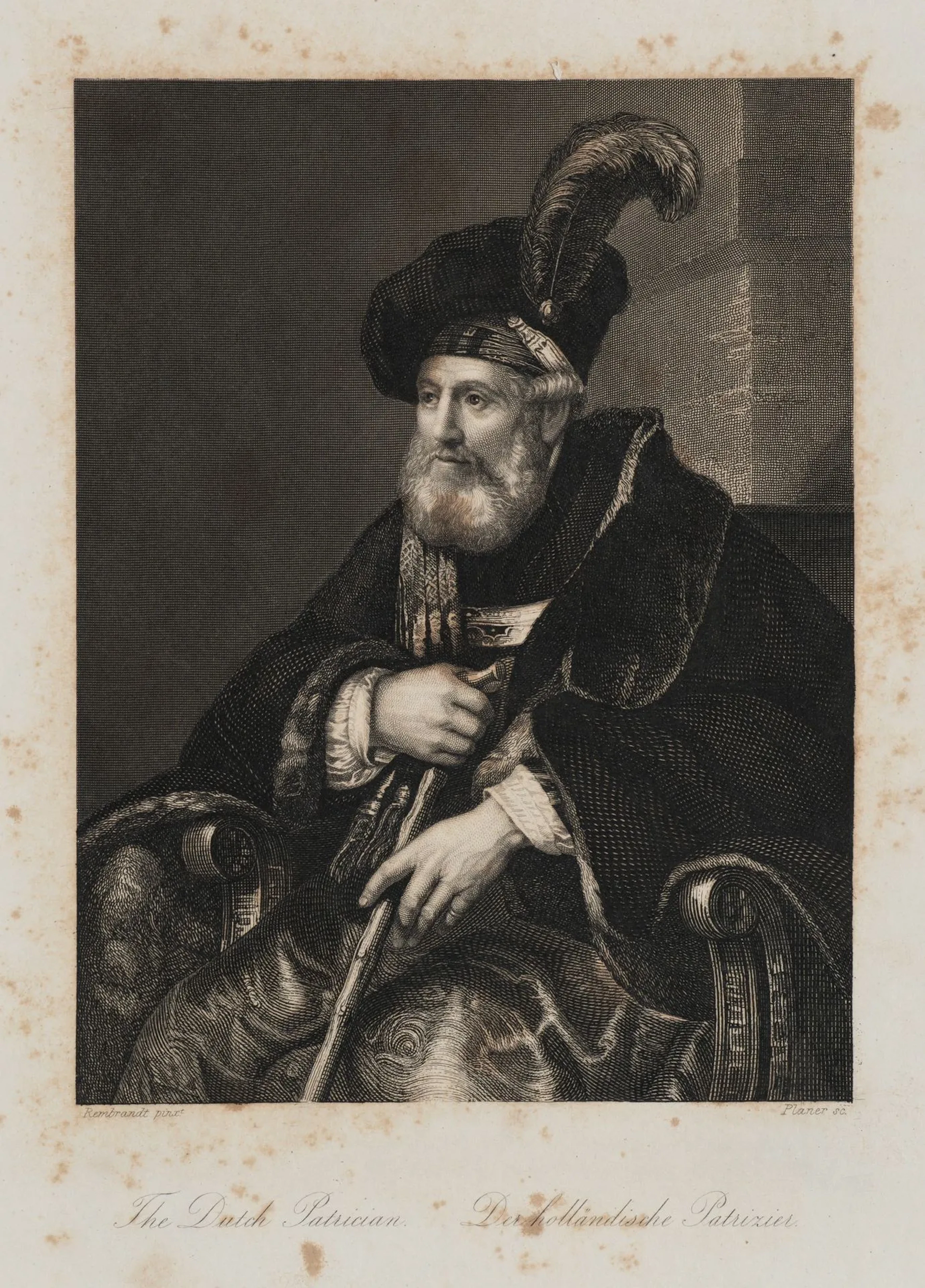 After REMBRANDT (*1606), The Dutch Patrician, Steel engraving After