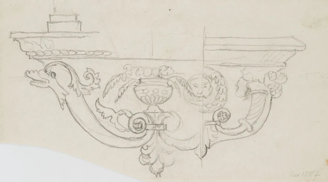 H. THOMA (1839-1924), Design for brackets, 1887, Pencil Hans Thoma
