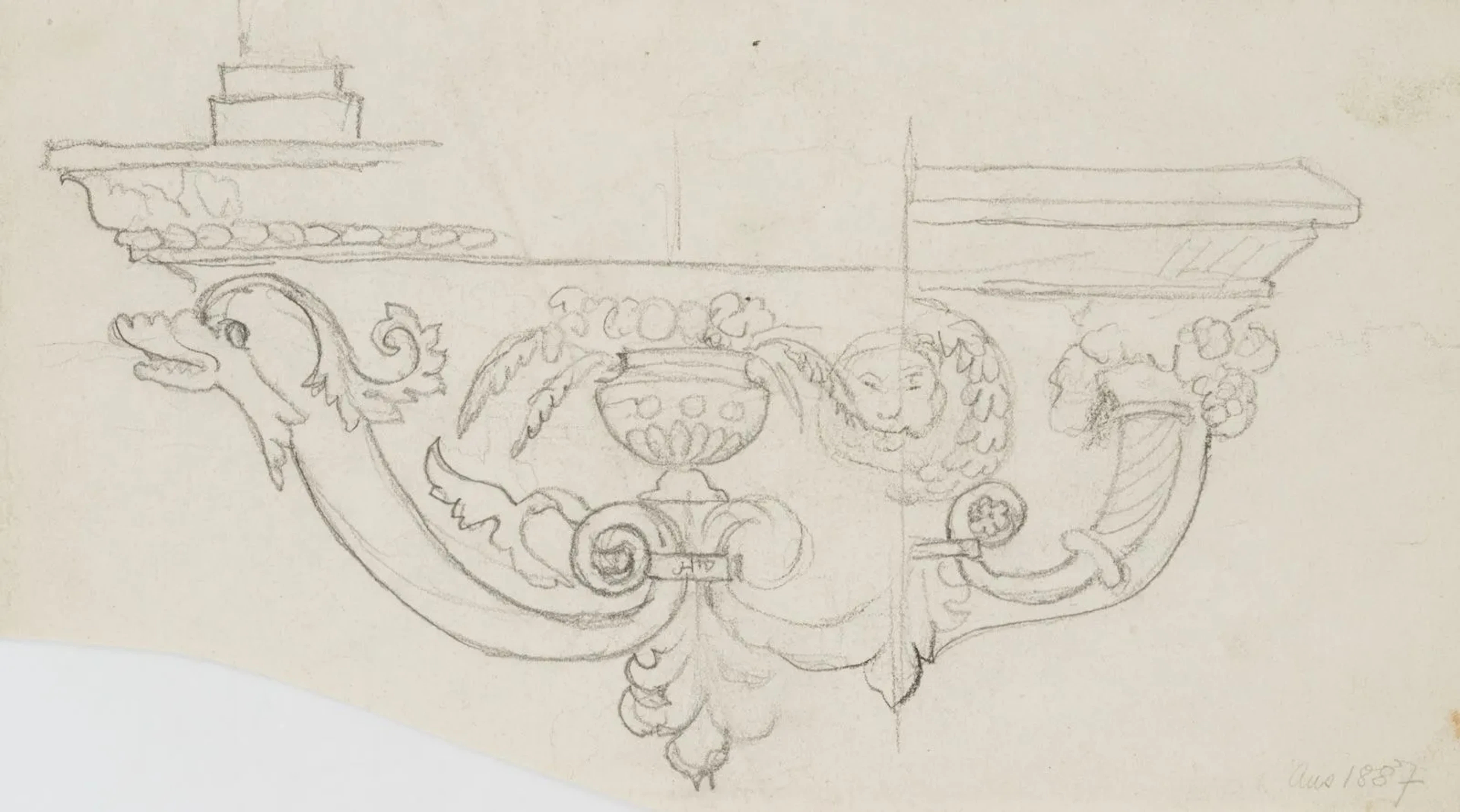 H. THOMA (1839-1924), Design for brackets, 1887, Pencil Hans Thoma