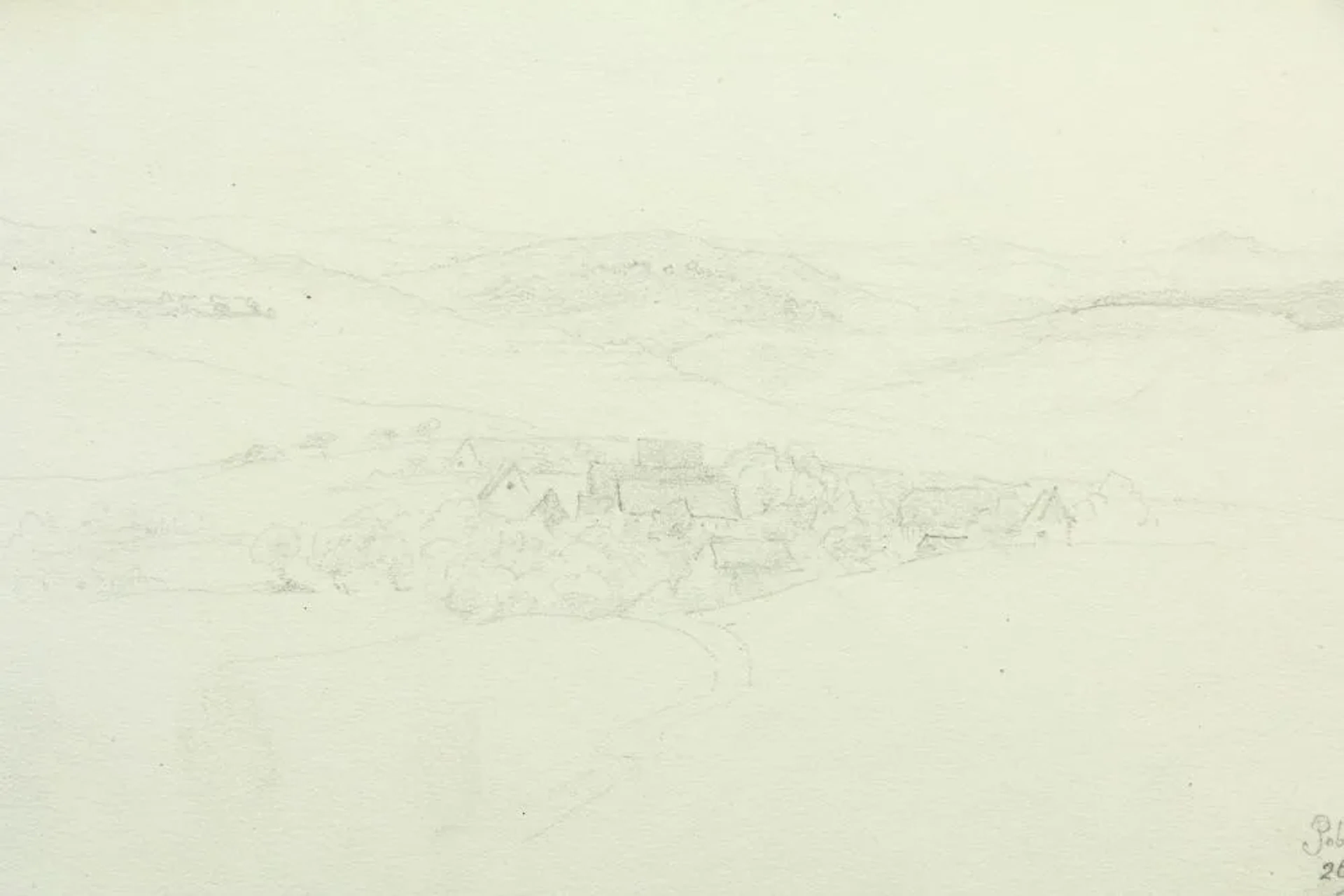H. LICHTENBERGER (*), Hilly landscape with the village of Pobstenau