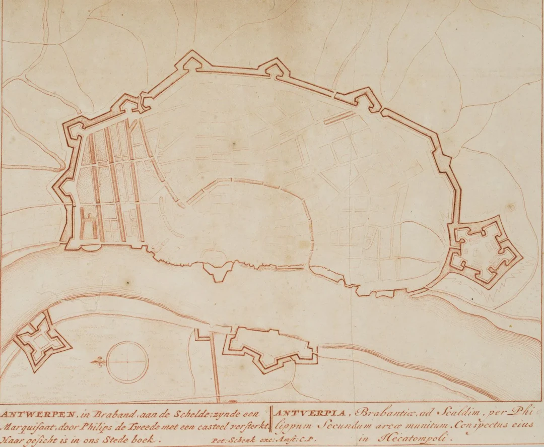 P. SCHENK (1653–1713), Fortifications. Antwerp on the Scheldt, around