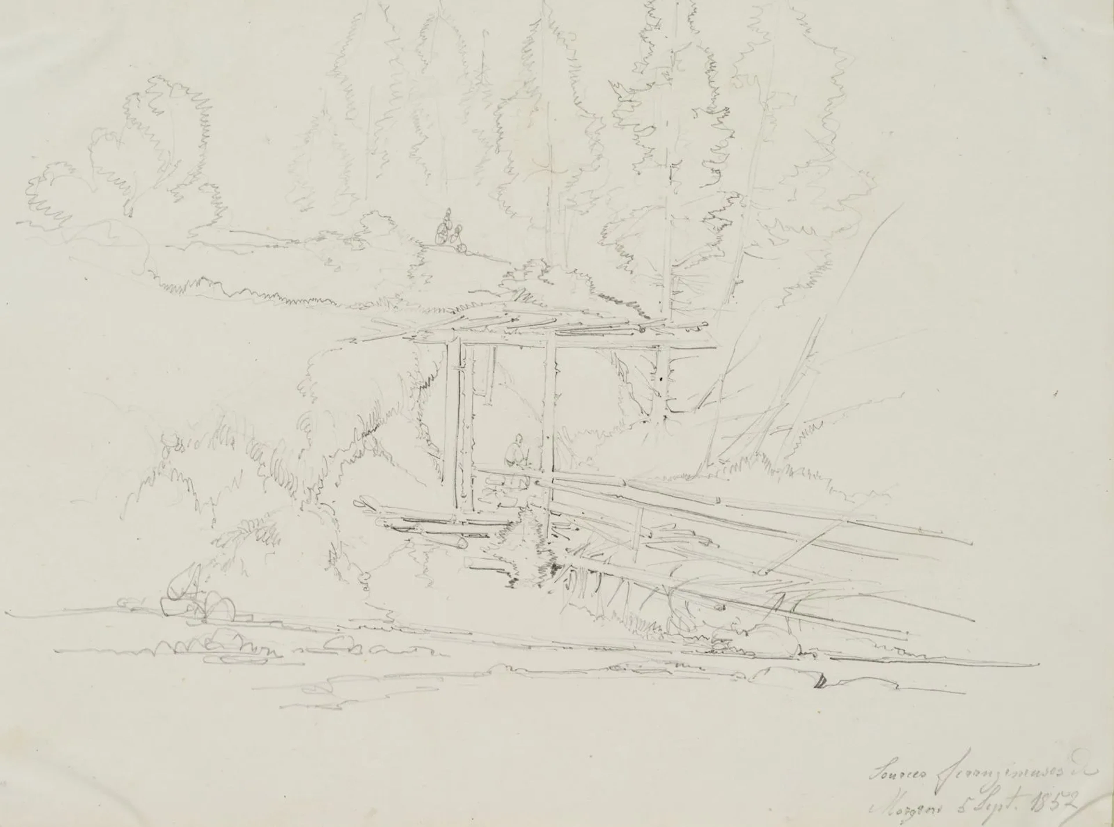 E. BRETENIÈRES (*1804), Iron-rich springs, Morges, Switzerland, 1852