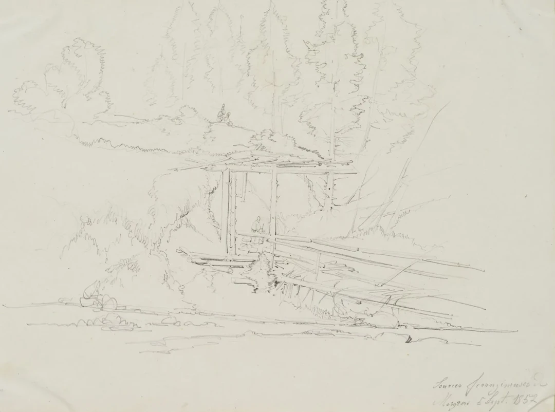 E. BRETENIÈRES (*1804), Iron-rich springs, Morges, Switzerland, 1852