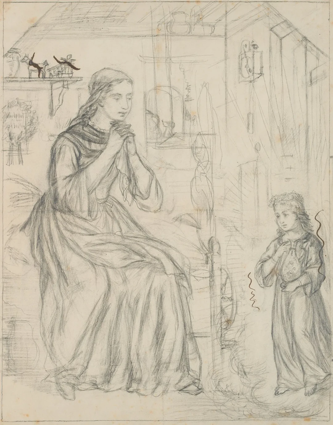 G. MÜLLER (1827–1922), Mary at the Spinning Wheel and the Child Jesus