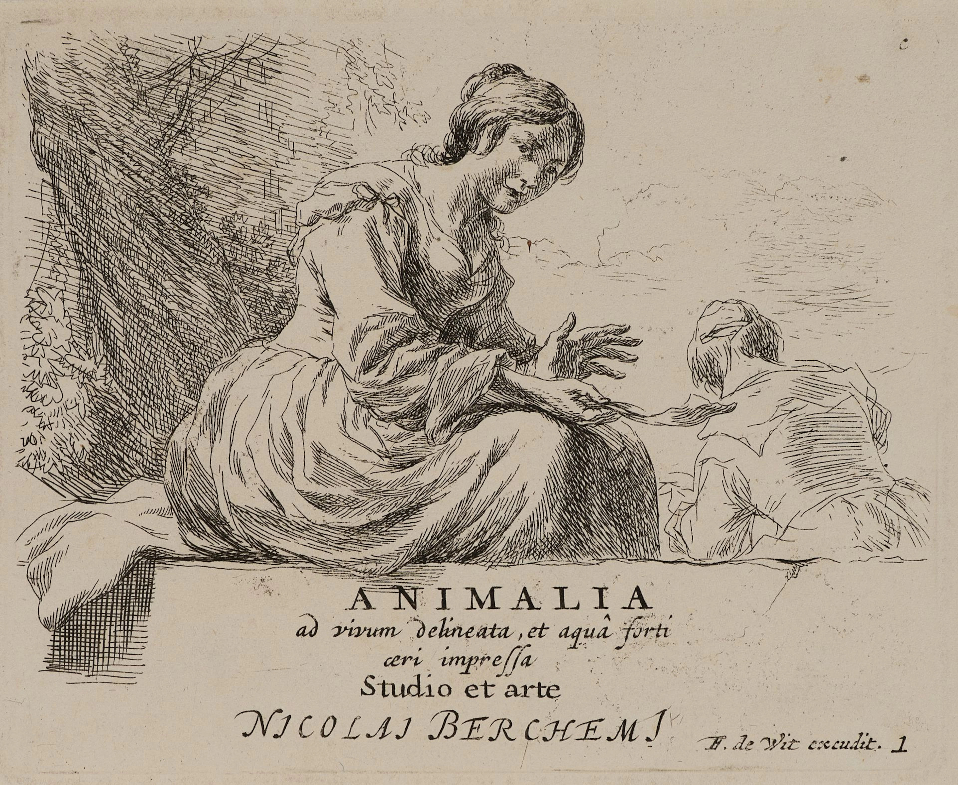 N. BERCHEM (1620–1683), Seated Peasant Woman, from the “Animalia”
