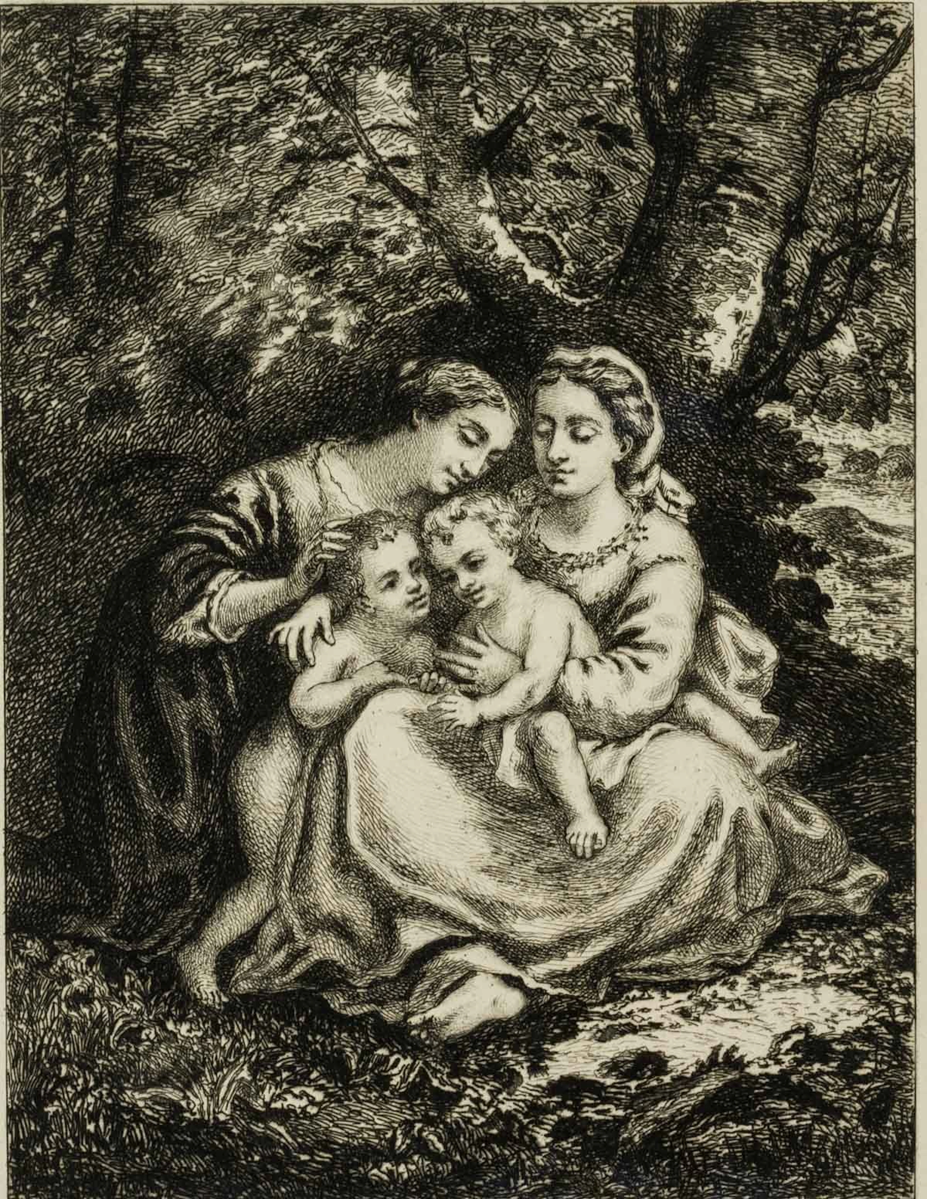 B. DAMMAN (1835–1921), Depiction of the Holy Family, Etching Benjamin-Auguste-Lo