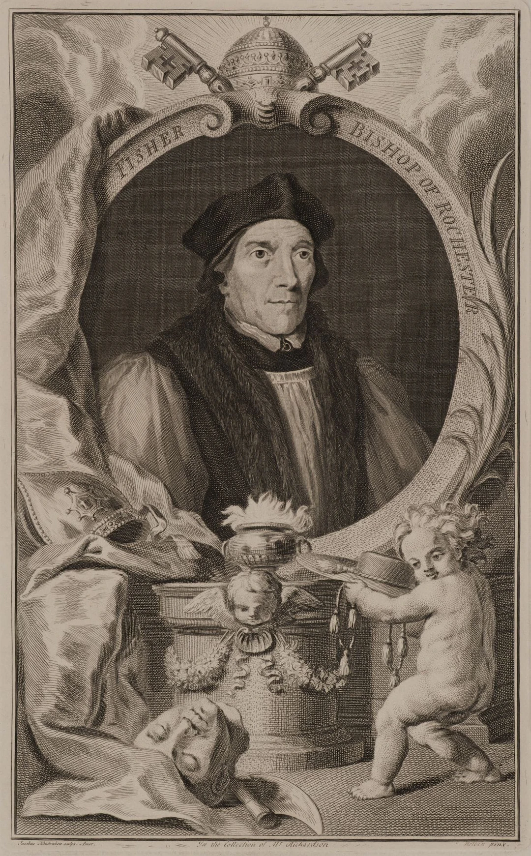 J. HOUBRAKEN (*1698) after HOLBEIN (*1497), Portrait of John Fisher