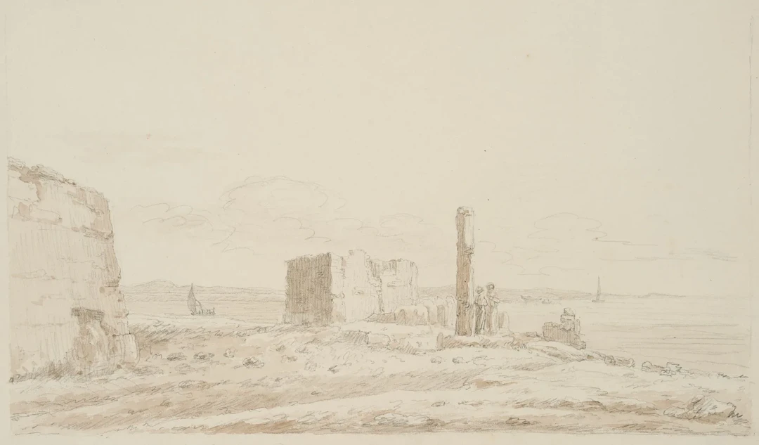 I. DUVIVIER (1758–1832), Ruins near Suez by the Red Sea, Indian ink
