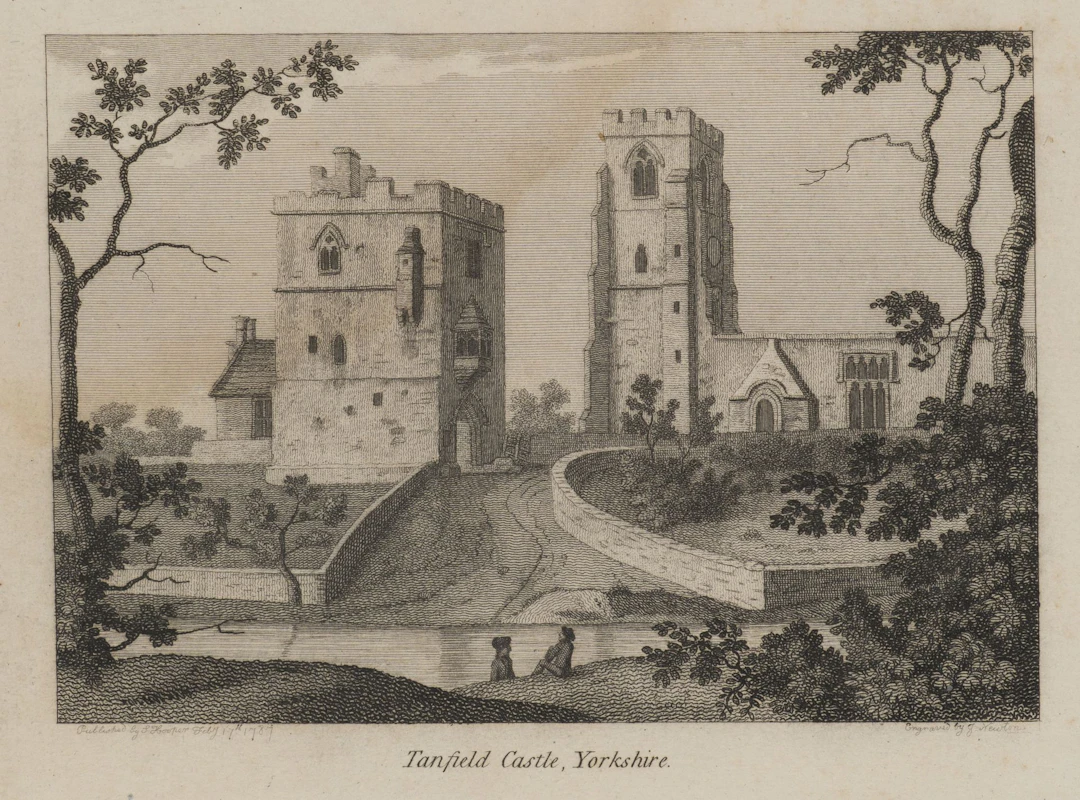 G. NEWTON (1795-1835), Tanfield Castle, Yorkshire, 1787, Etching Gilbert