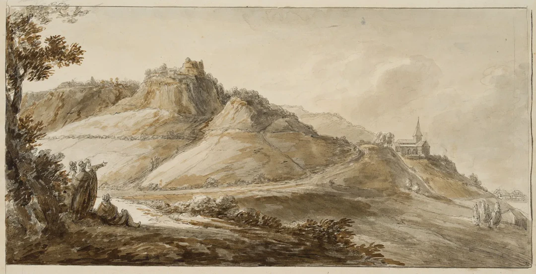 I. DUVIVIER (1758–1832), Notre Dame du Mont Abbey, Watercolor Ignace