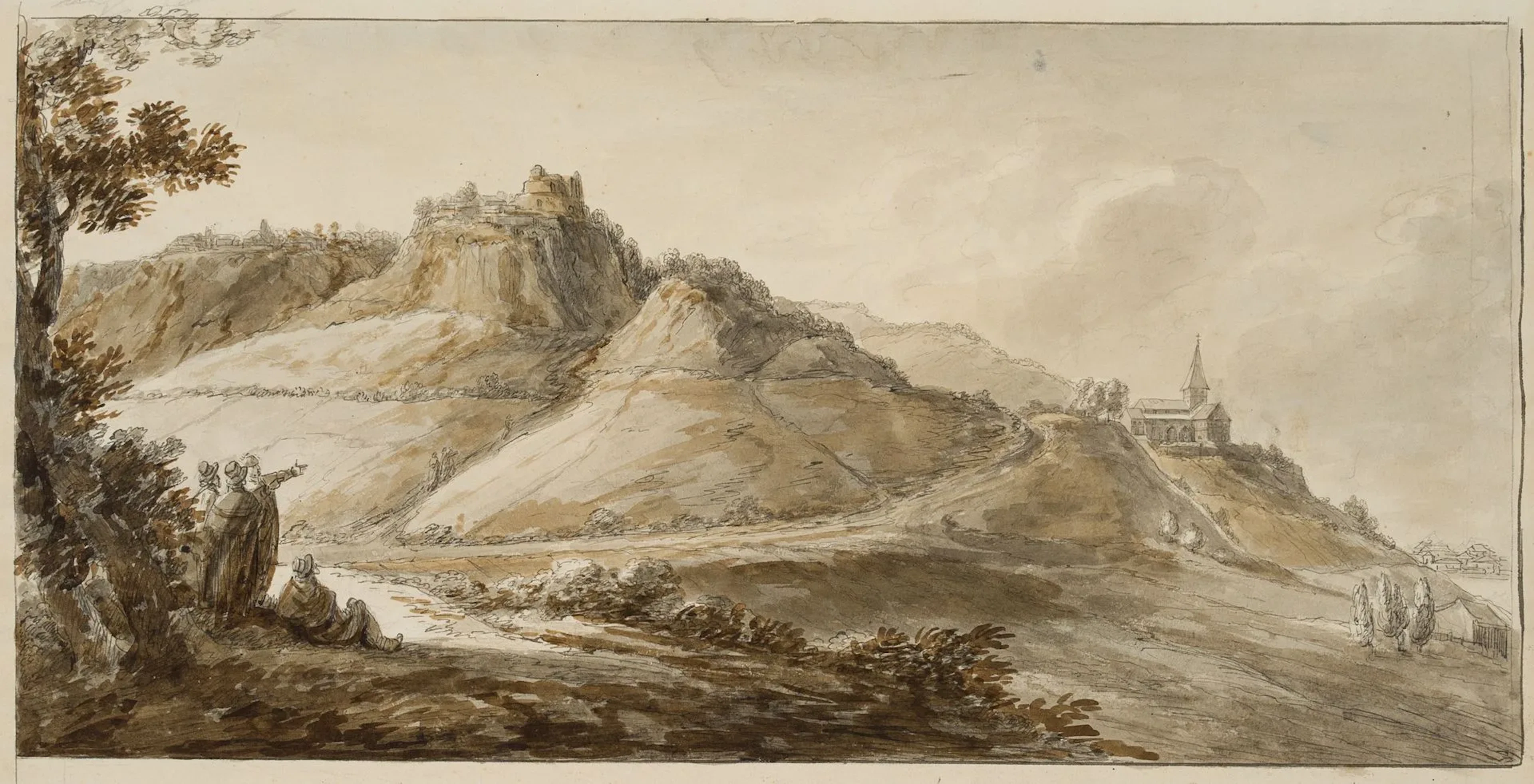 I. DUVIVIER (1758–1832), Notre Dame du Mont Abbey, Watercolor Ignace