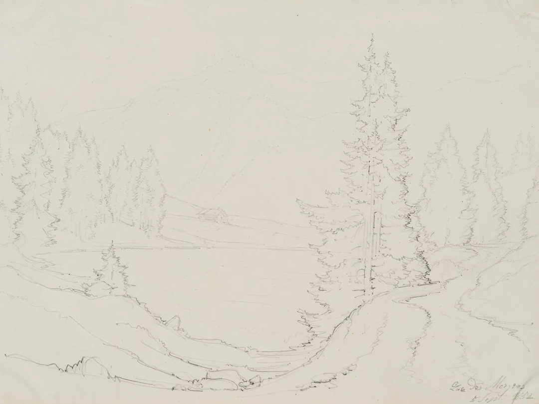 E. BRETENIÈRES (*1804), Small Lake in the Morges River Valley, Switzerland