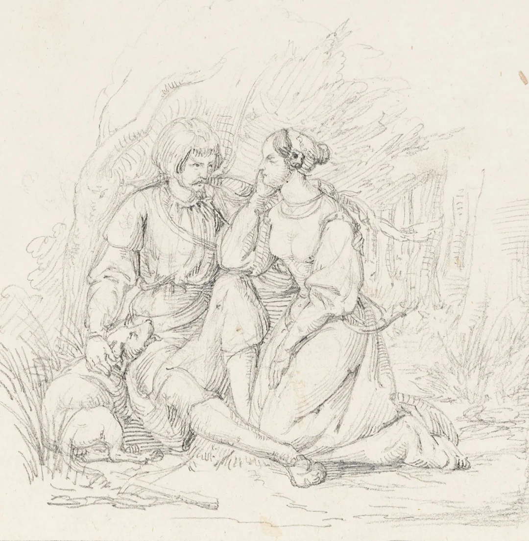 J. BOTTOMLEY (*1816), Shepherds in a peaceful landscape, around 1840