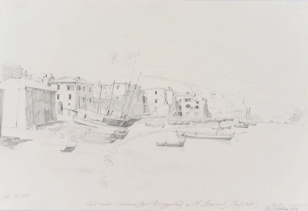 R. BURNITZ (1827–1880), The Bay of Sorrento with Boats in the Harbor