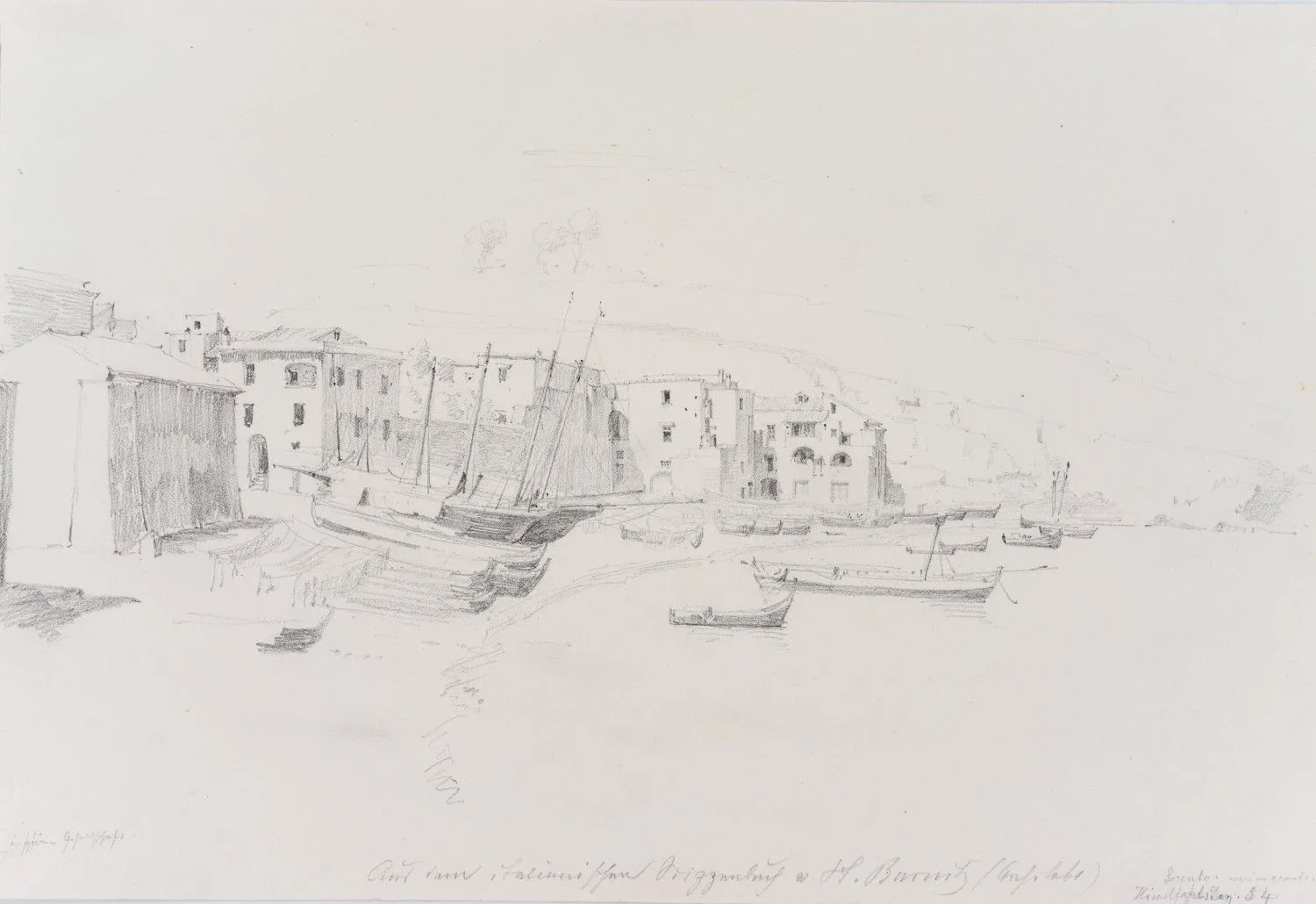 R. BURNITZ (1827–1880), The Bay of Sorrento with Boats in the Harbor