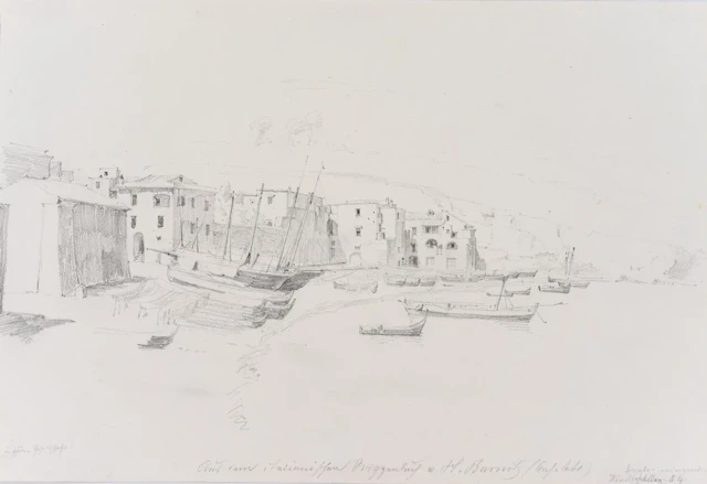 R. BURNITZ (1827–1880), The Bay of Sorrento with Boats in the Harbor