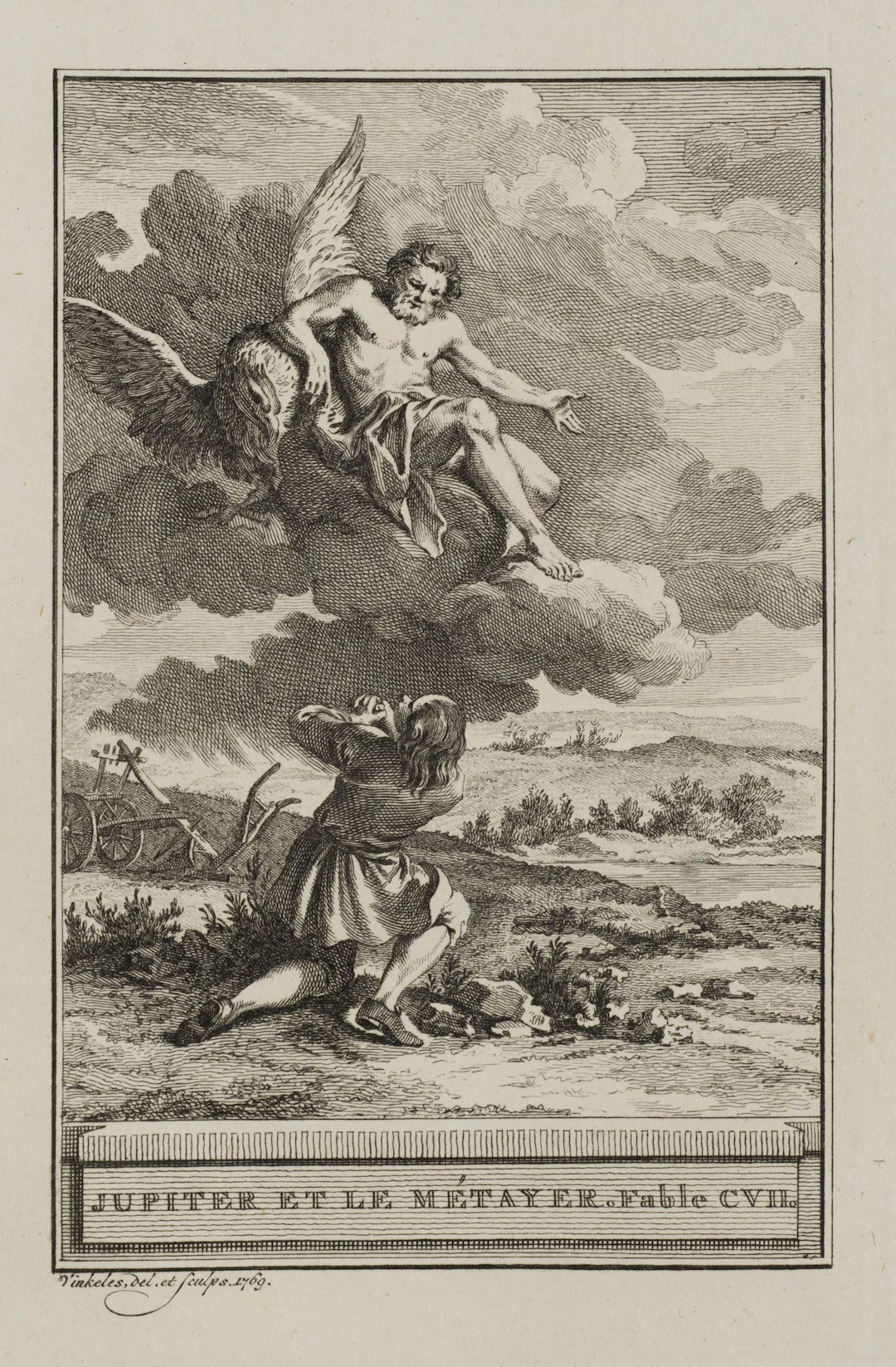 R. VINKELES (1741–1816), Jupiter and the Tenant, 1769, Etching Reinier