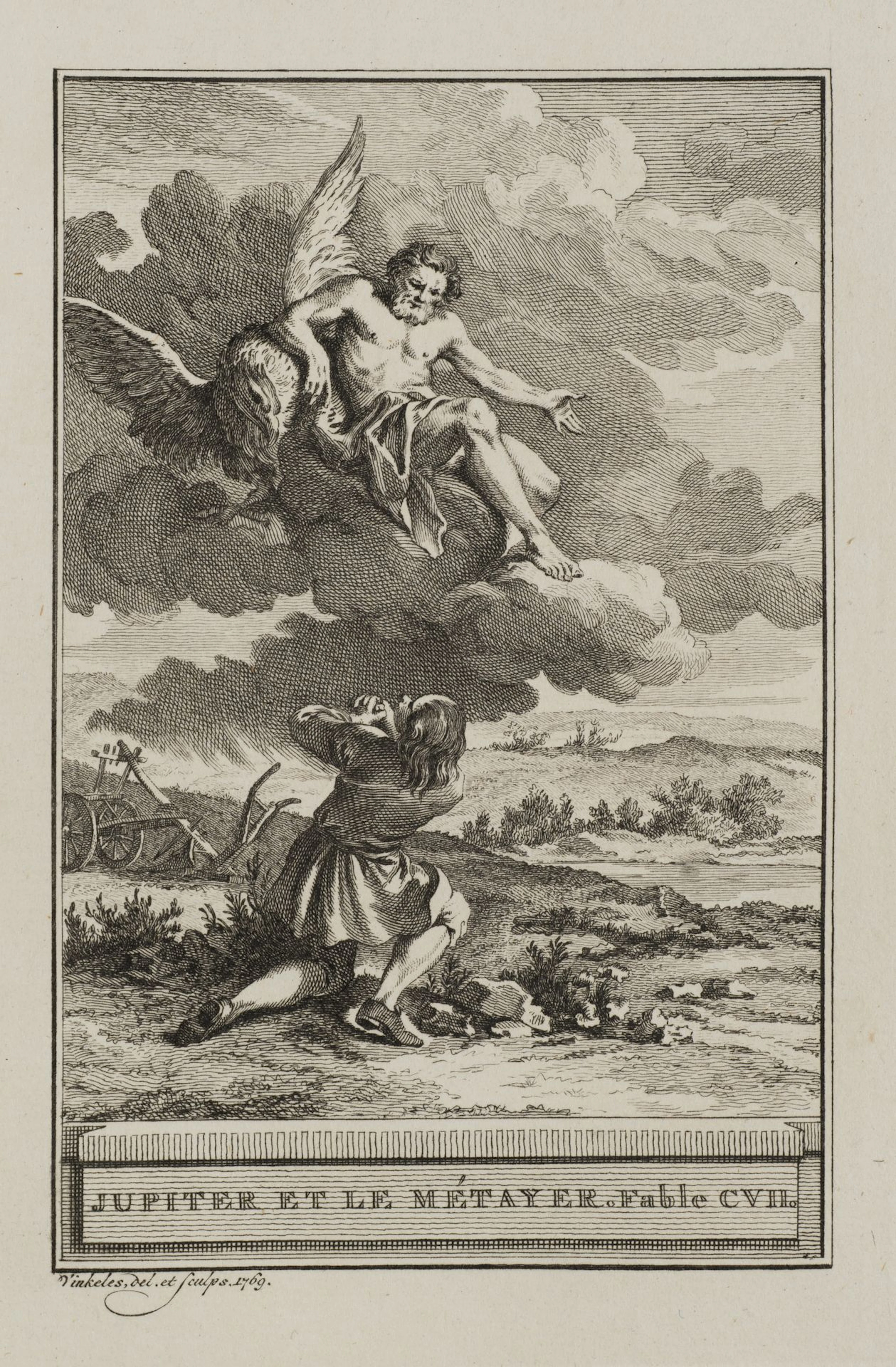 R. VINKELES (1741–1816), Jupiter and the Tenant, 1769, Etching Reinier