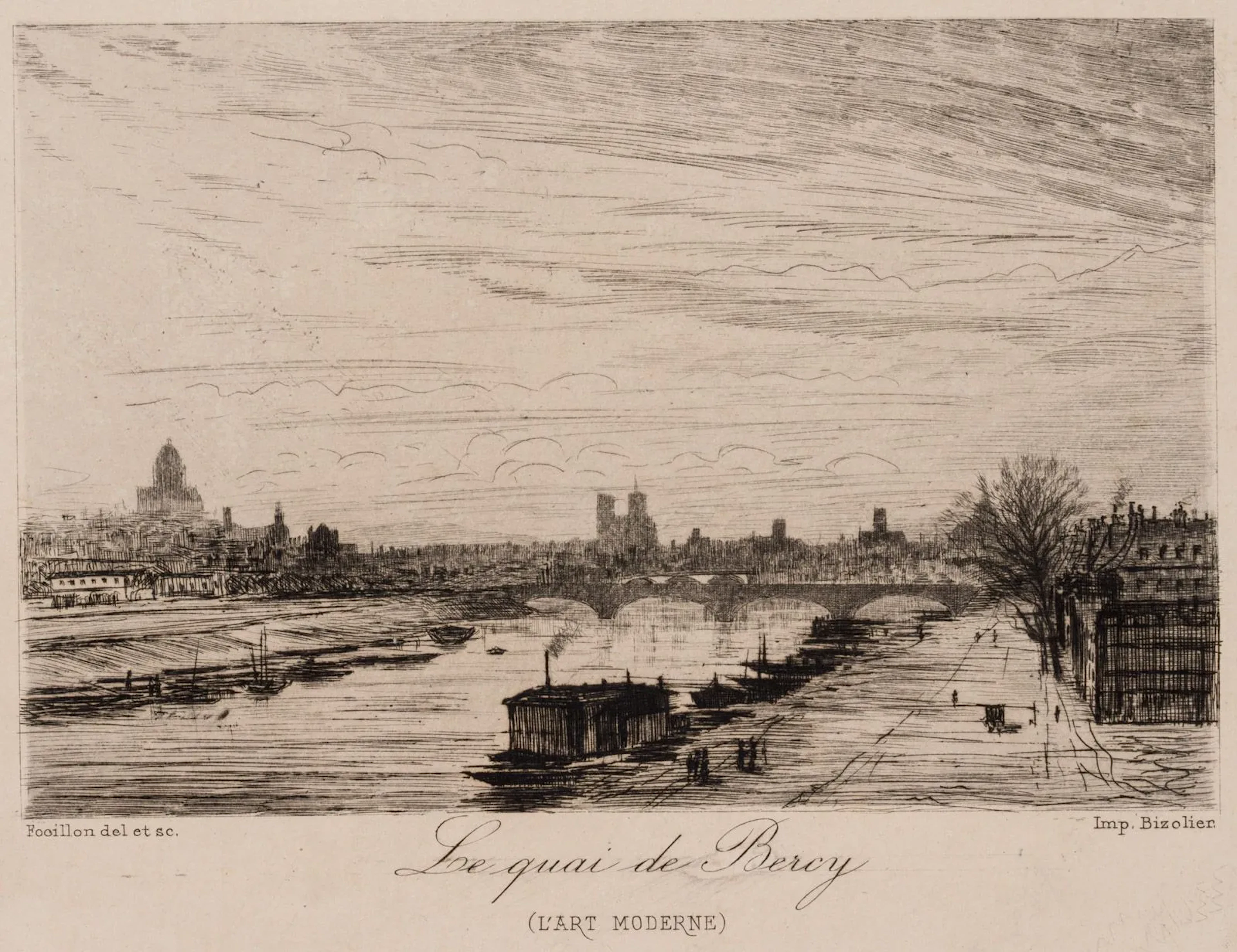 FOOILLON (19th), The Quai de Bercy in Paris, on the Seine, around