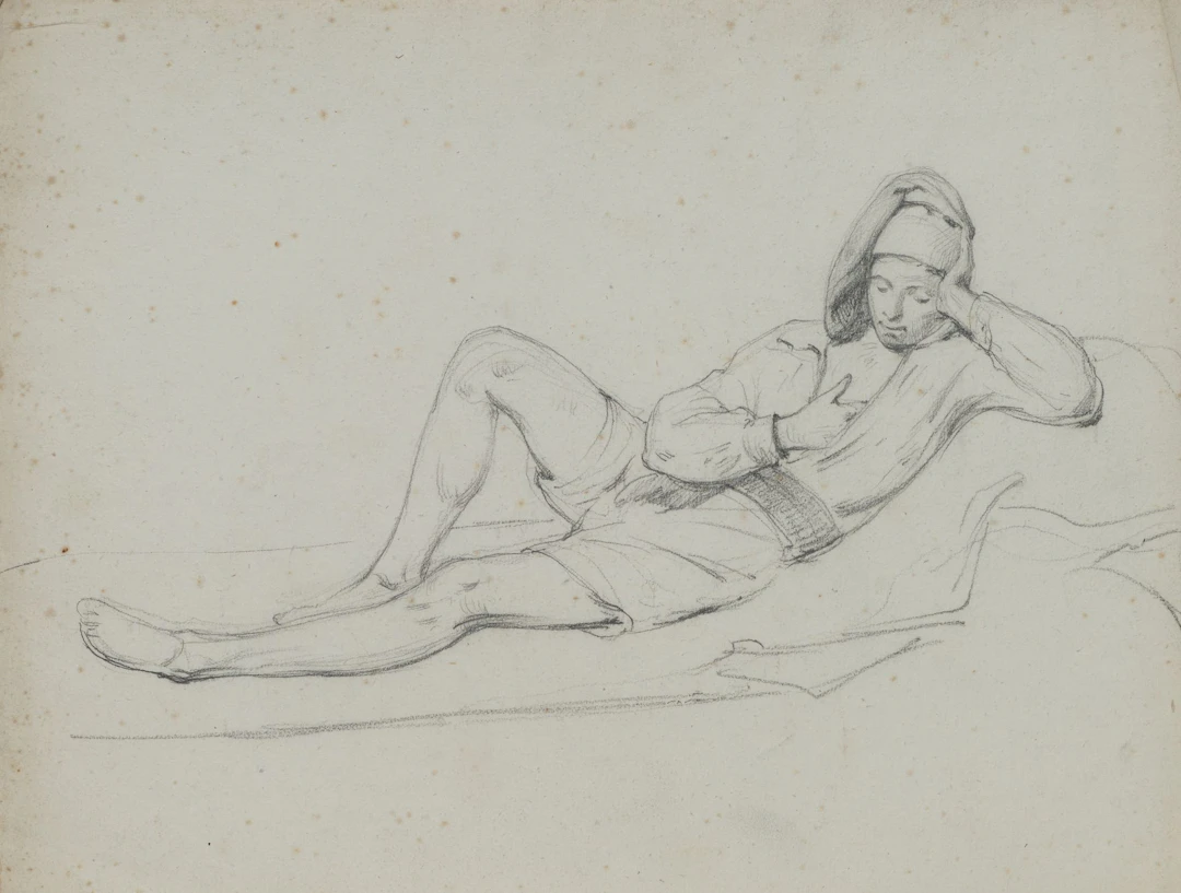 A. VIOLLET-LE-DUC (*1817), Reclining Figure, Pencil Adolphe Viollet-le-Duc