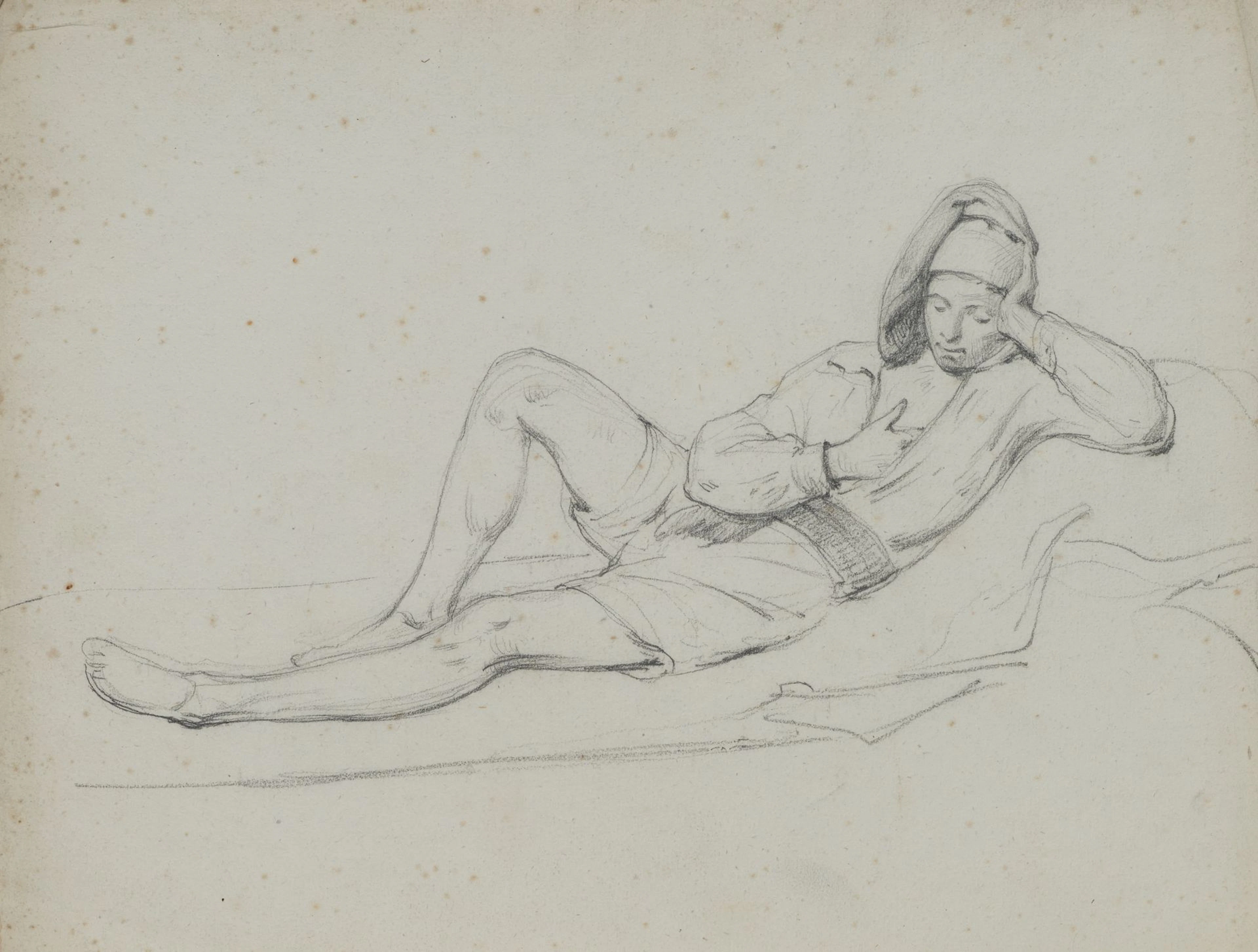 A. VIOLLET-LE-DUC (*1817), Reclining Figure, Pencil Adolphe Viollet-le-Duc