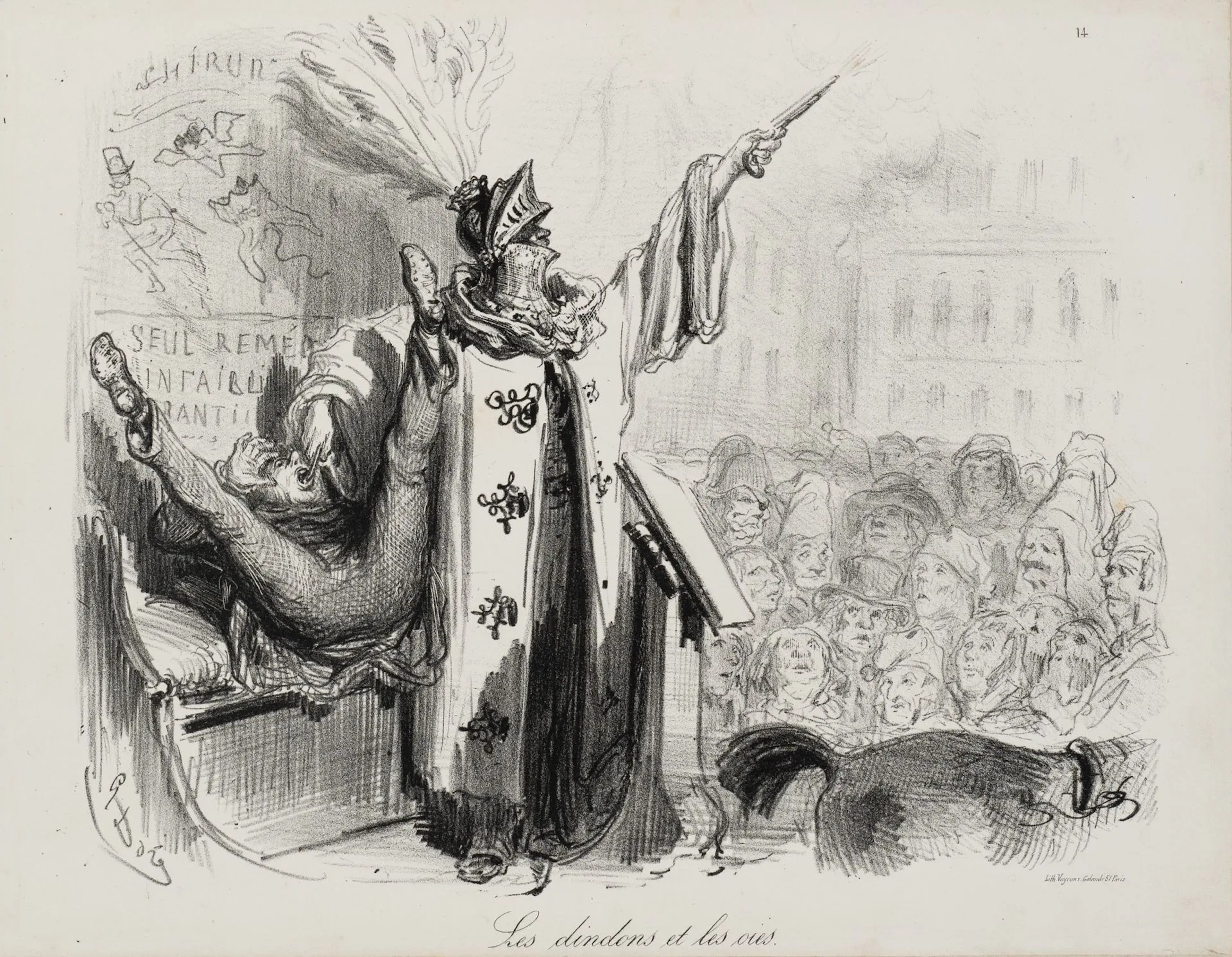 G. DORÉ (1832–1883), A caricature of a public speech, 1854, Lithograph