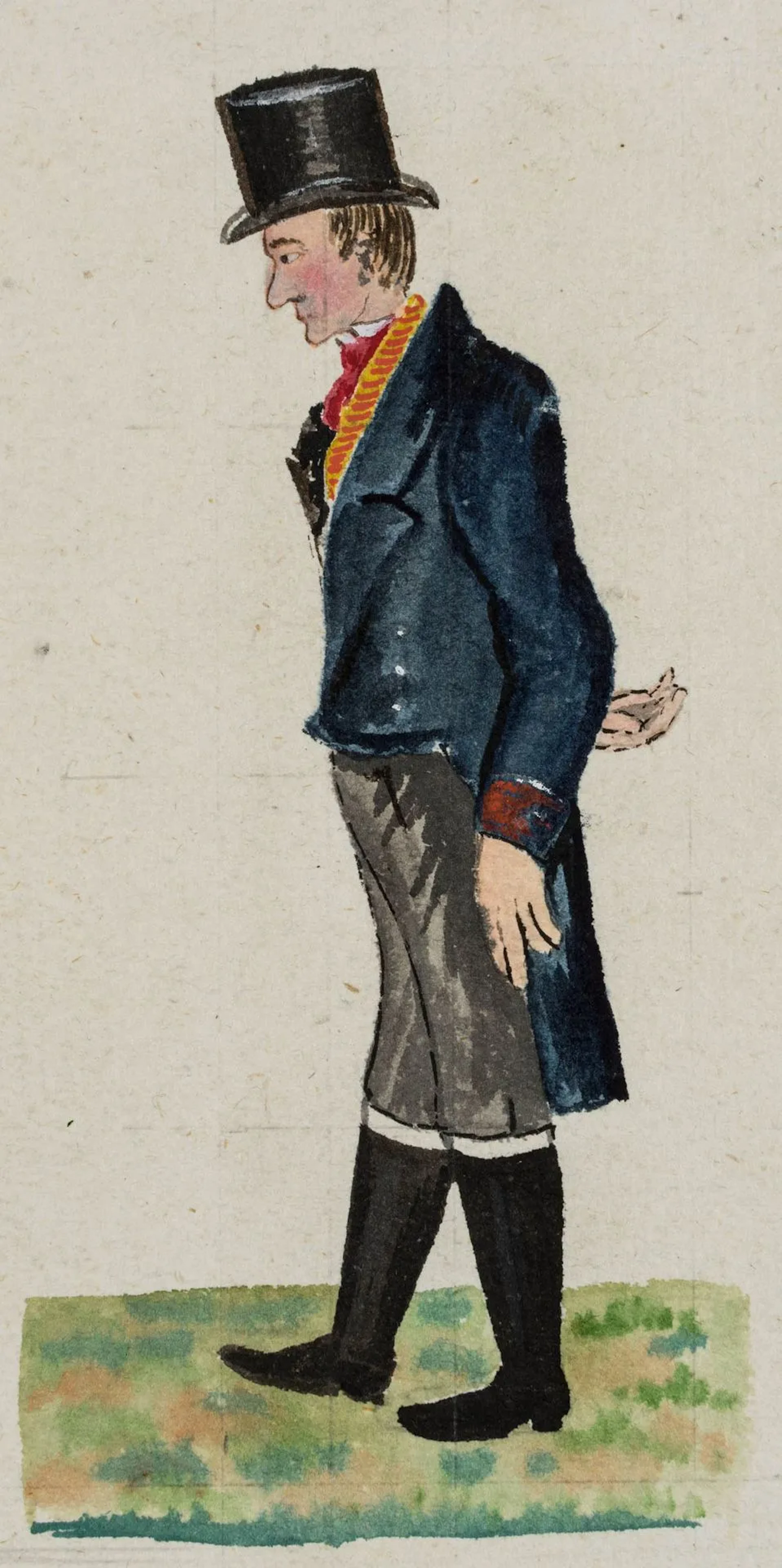 Unknown (19th), Striding gentleman in frock coat, around 1830... | bids