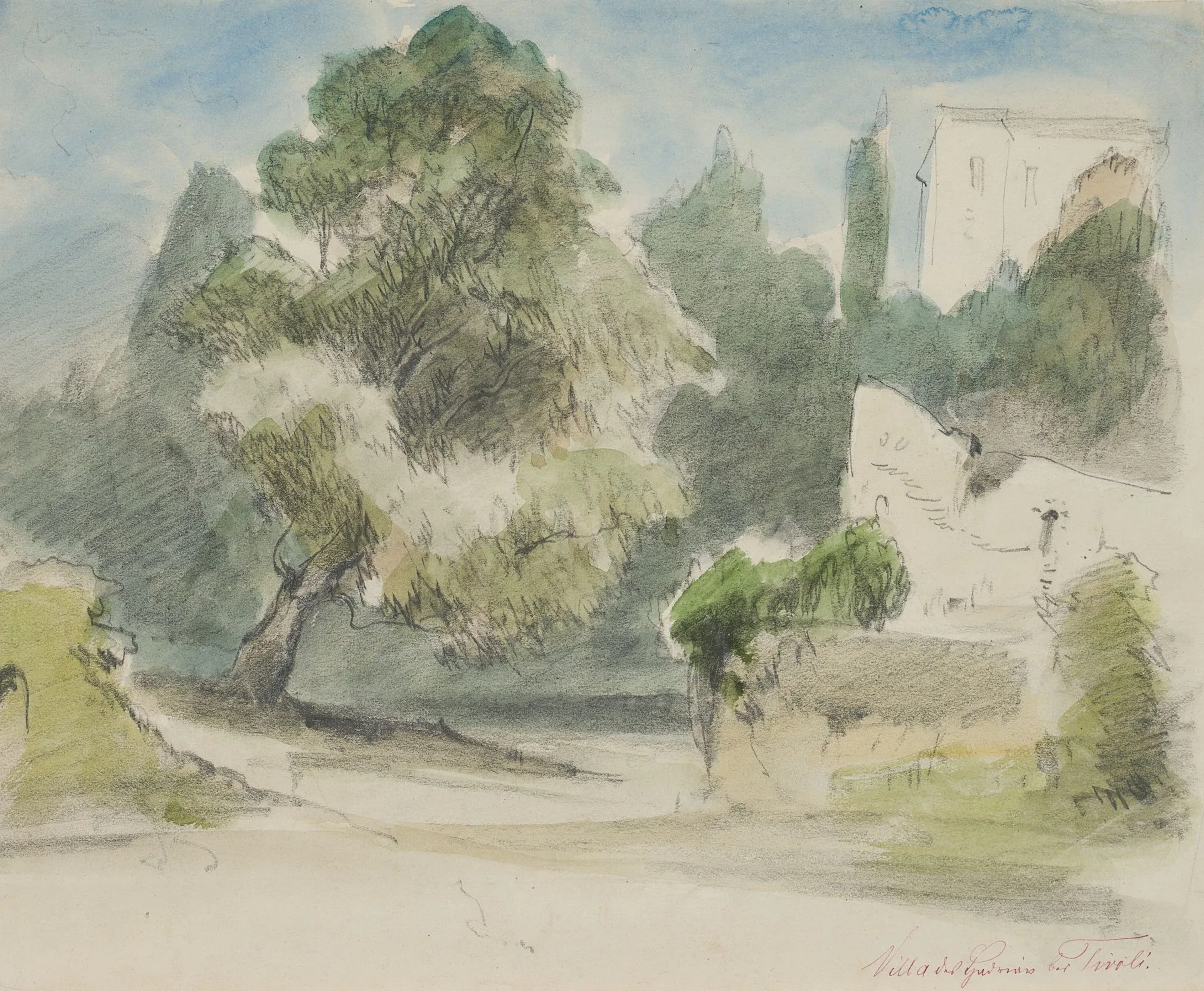 Unknown (19th century), The Gardens of Villa Adriana near Tivoli