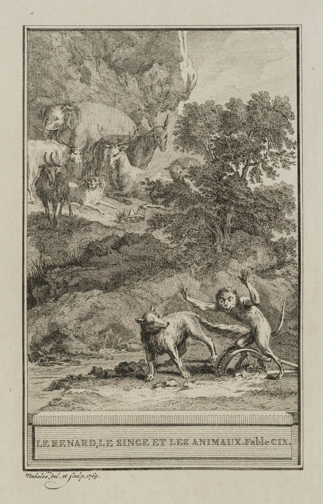 R. VINKELES (1741–1816), The Fox, the Monkey, and the Animals, 1769